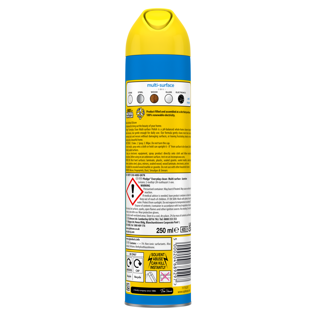 Pledge Everyday Multi-Surface Cleaning Aerosol Jasmine 250ml