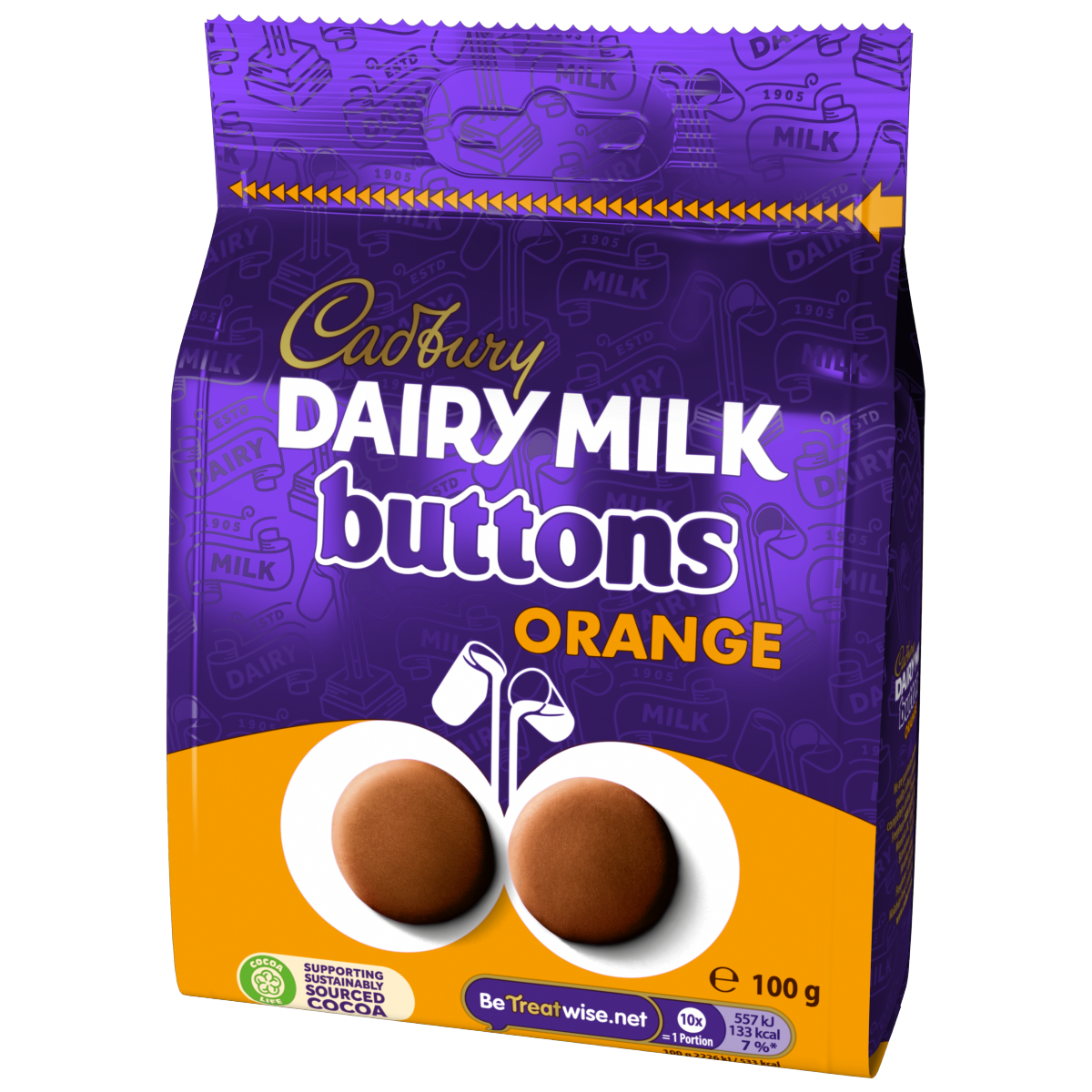 Cadbury Dairy Milk Chocolate Orange Buttons Bag 100g