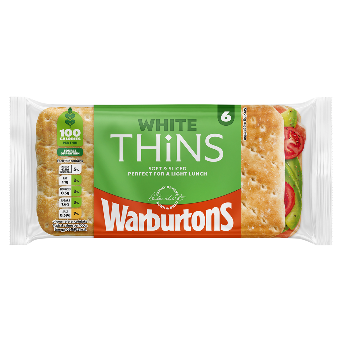 Warburtons 6 White Thins