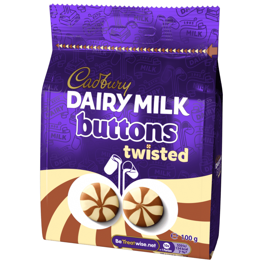 Cadbury Dairy Milk Twisted Milk & White Chocolate Buttons Bag 100g