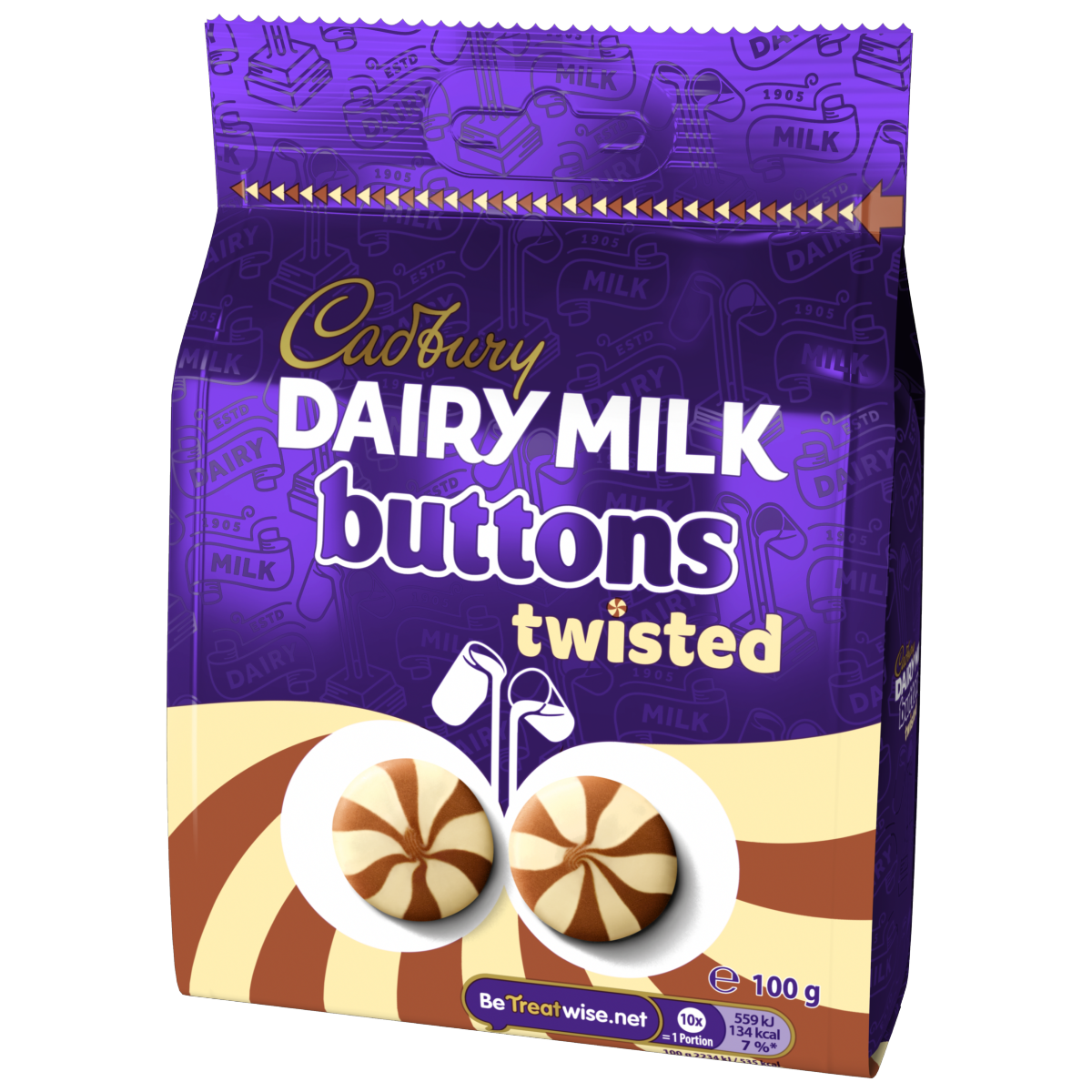 Cadbury Dairy Milk Twisted Milk & White Chocolate Buttons Bag 100g