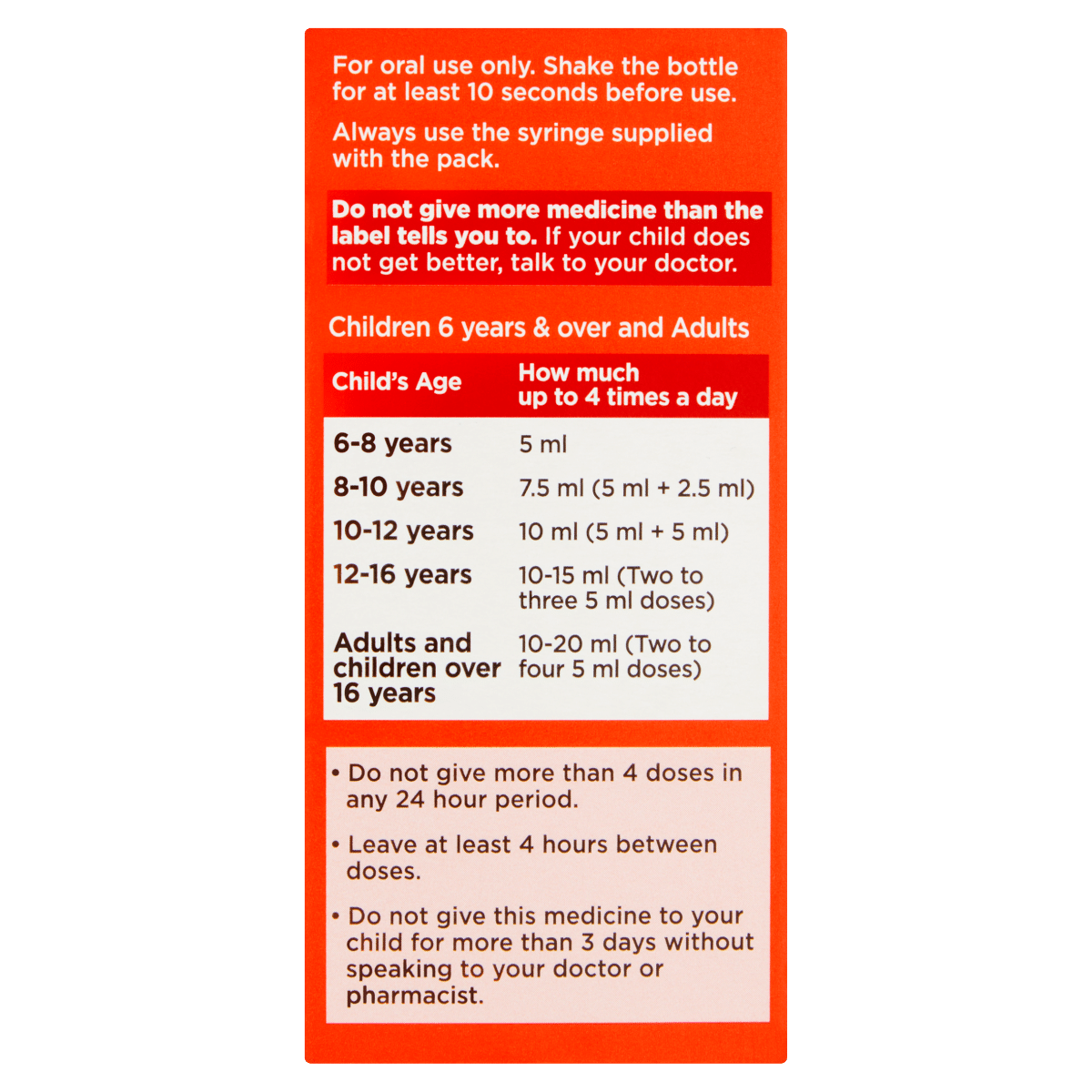 Calpol SixPlus Sugar Free Suspension, Paracetamol Medication, 6+ Years, Strawberry Flavour, 80ml