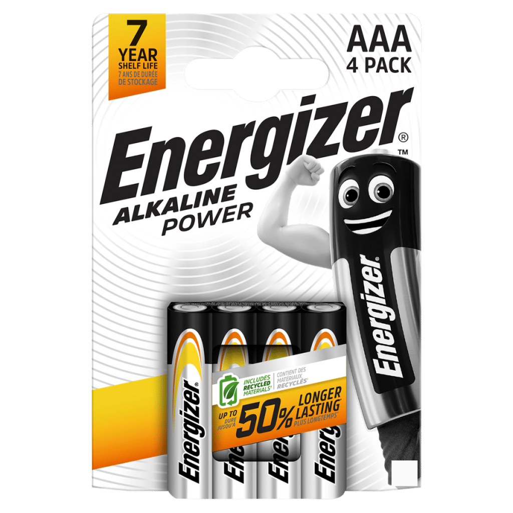 Energizer Alkaline Power AAA Batteries, 4 Pack