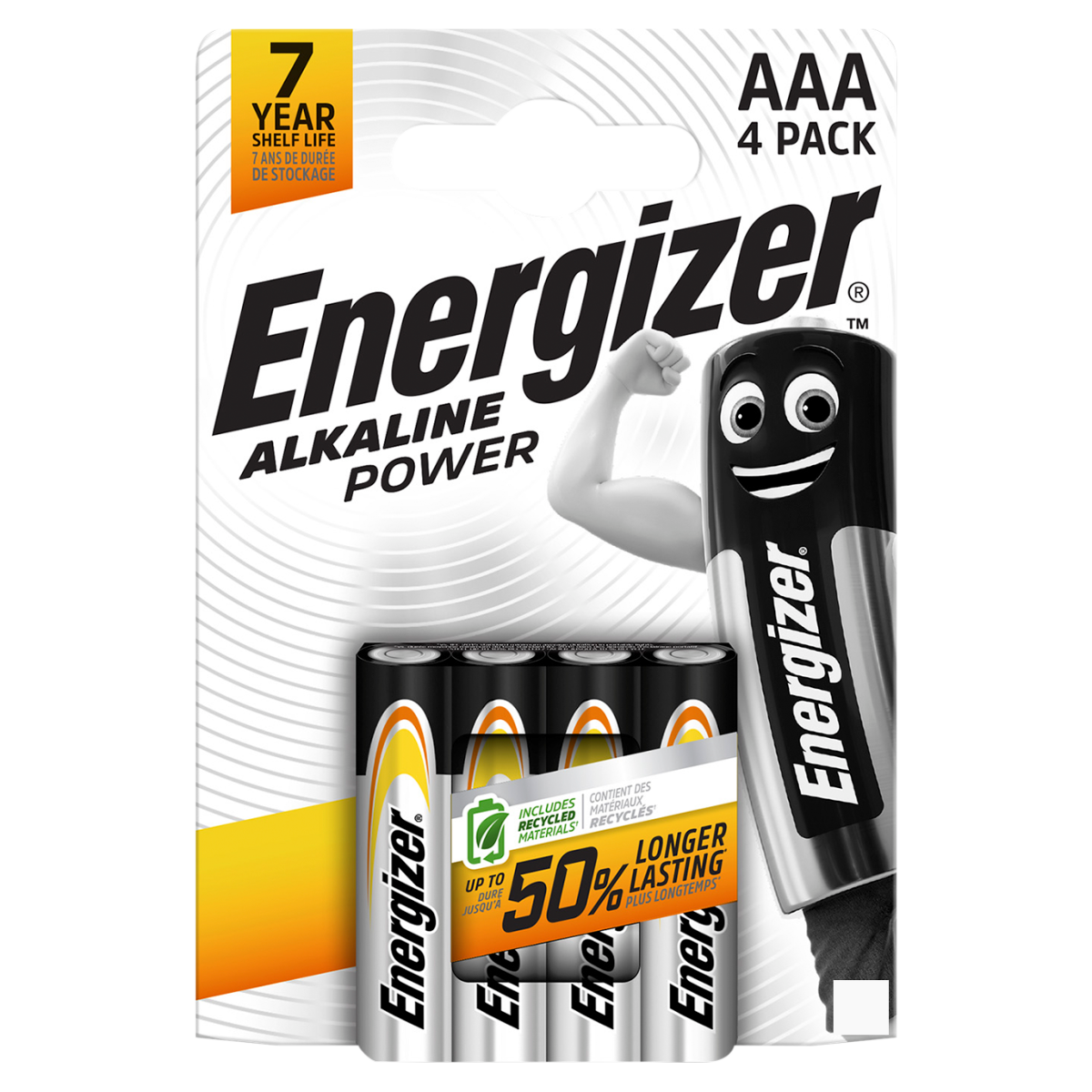 Energizer Alkaline Power AAA Batteries, 4 Pack