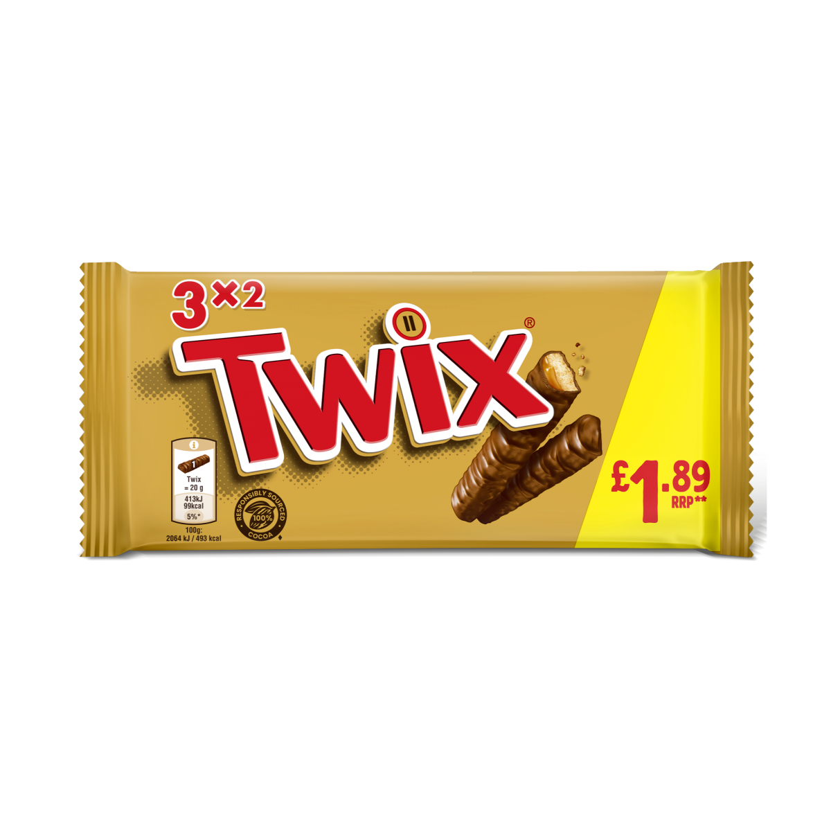 Twix Caramel & Milk Chocolate Fingers Biscuit Snack Bars Multipack £1.89 PMP 3x40g
