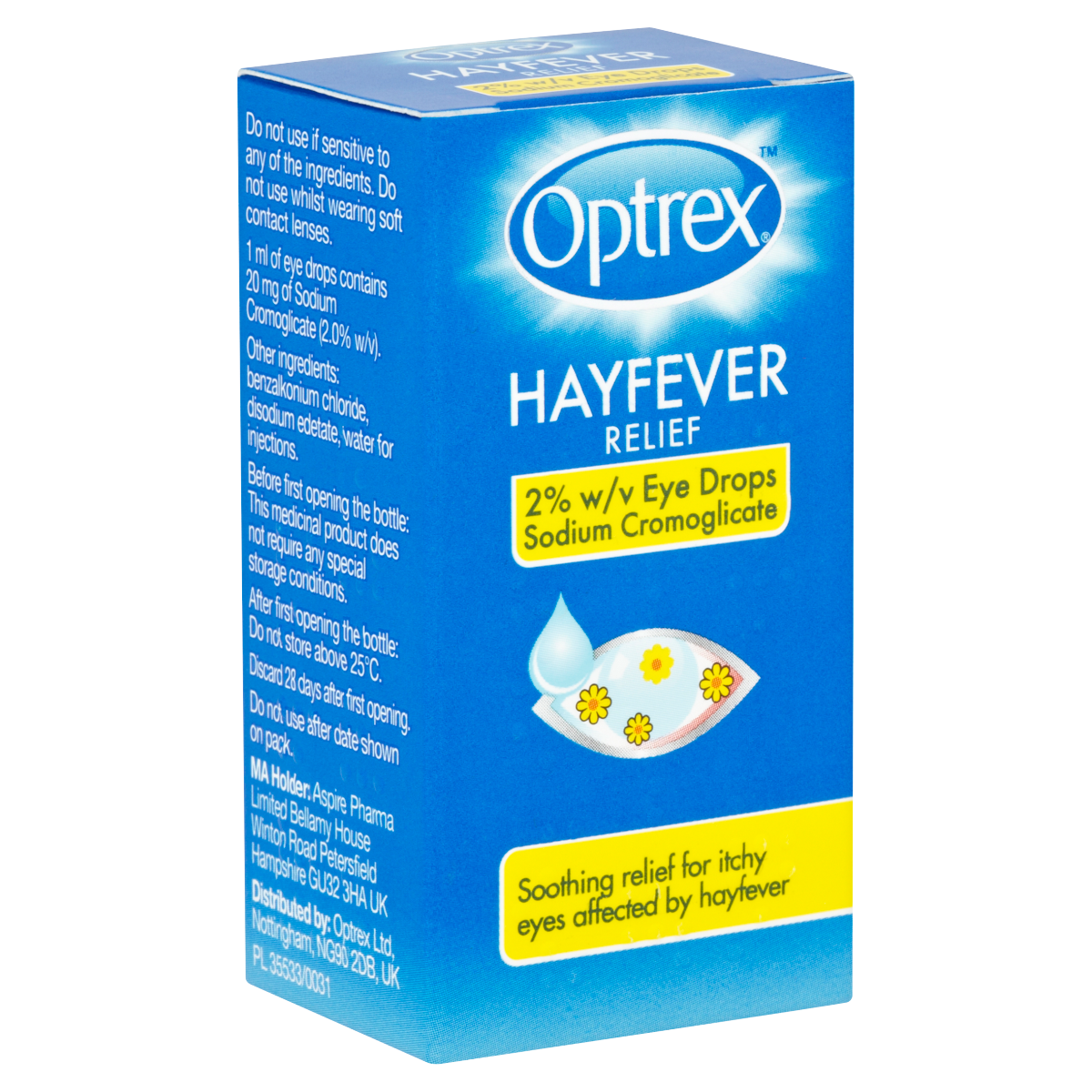 Optrex Hayfever Relief 2% w/v Eye Drops Sodium Cromoglicate 10ml