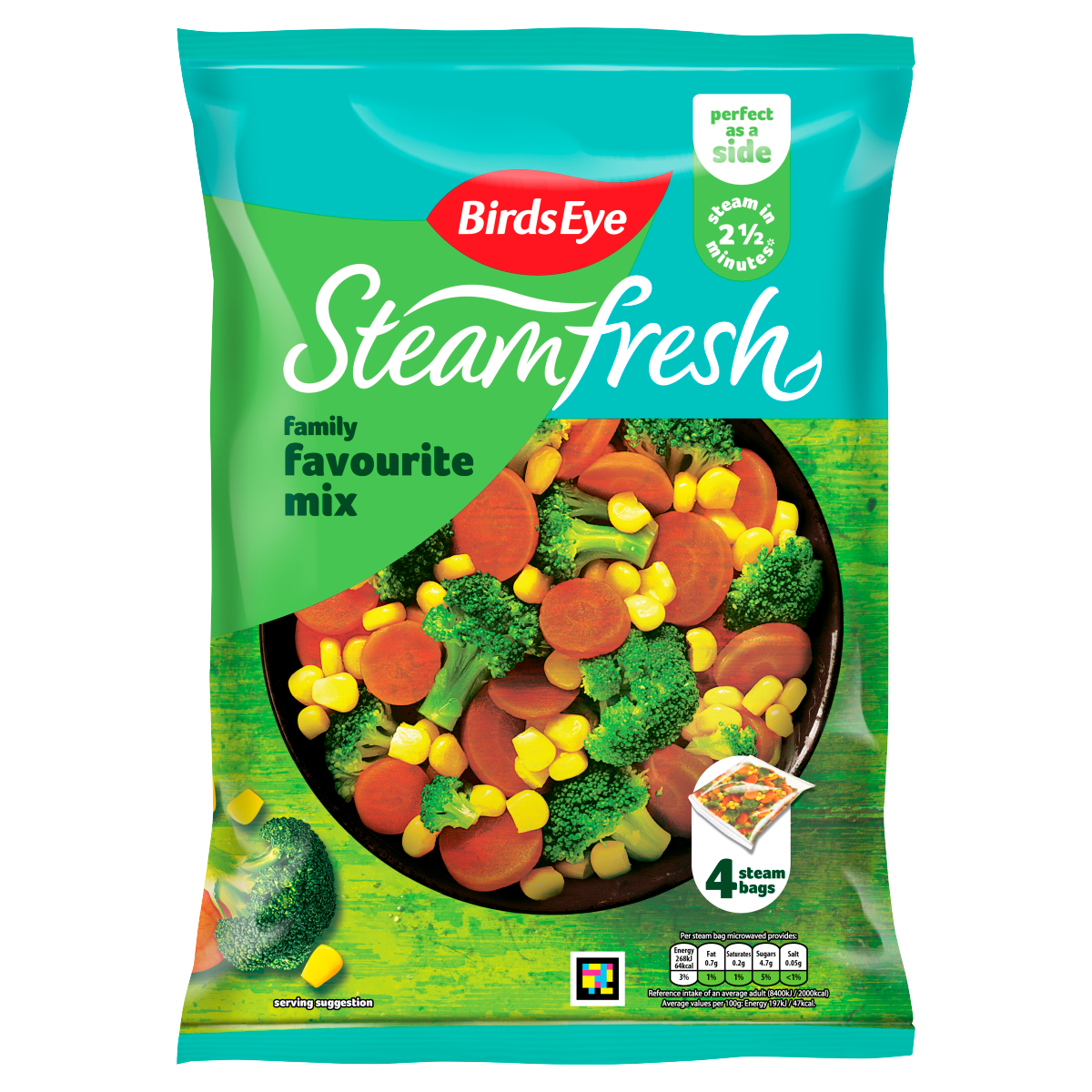Birds Eye Steamfresh 4 Family Favourite Mix Steam Bags 540g