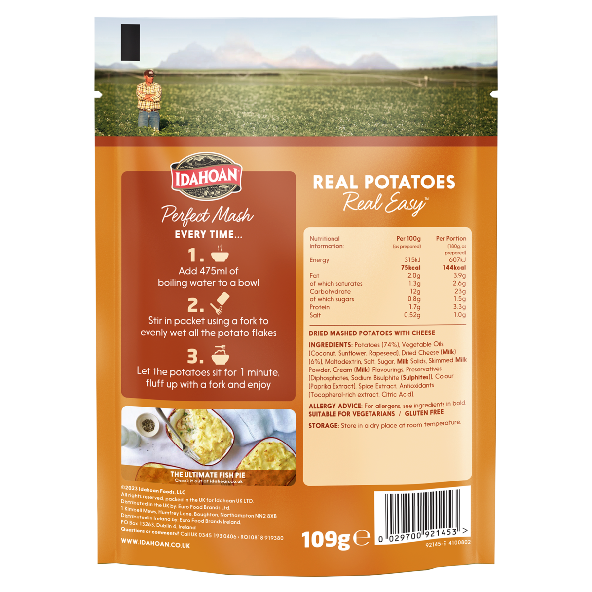 Idahoan Perfect Mash Cheddar Cheese Flavoured 109g