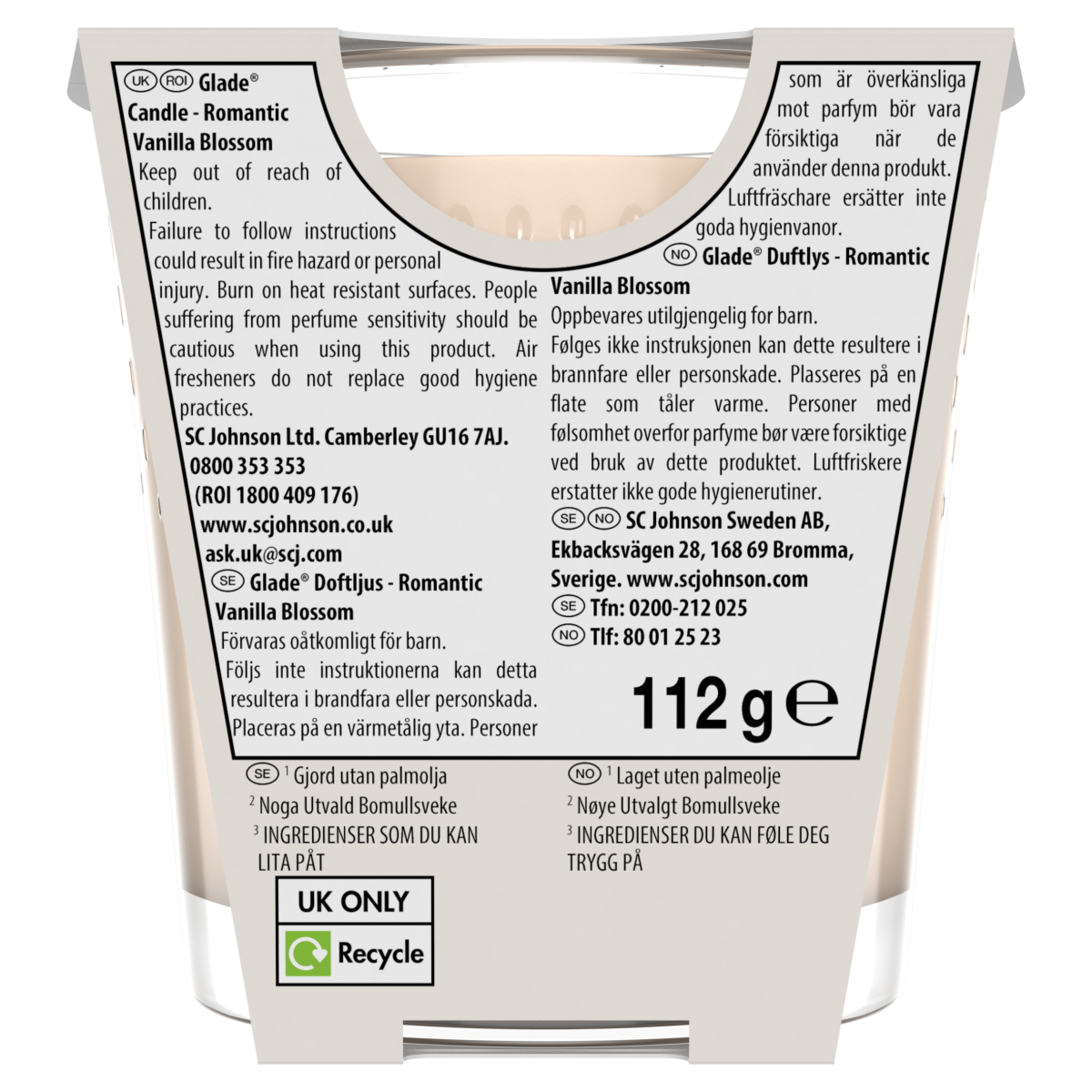 Glade Scented Candle Vanilla Blossom 112g