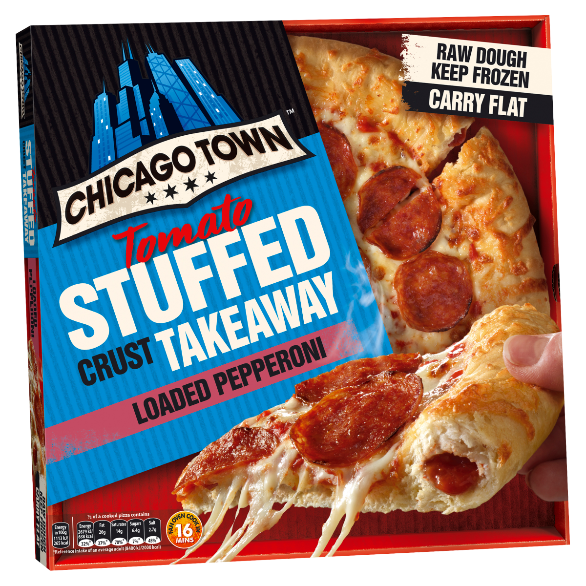 Chicago Town Takeaway Stuffed Crust Loaded Pepperoni Pizza 490g