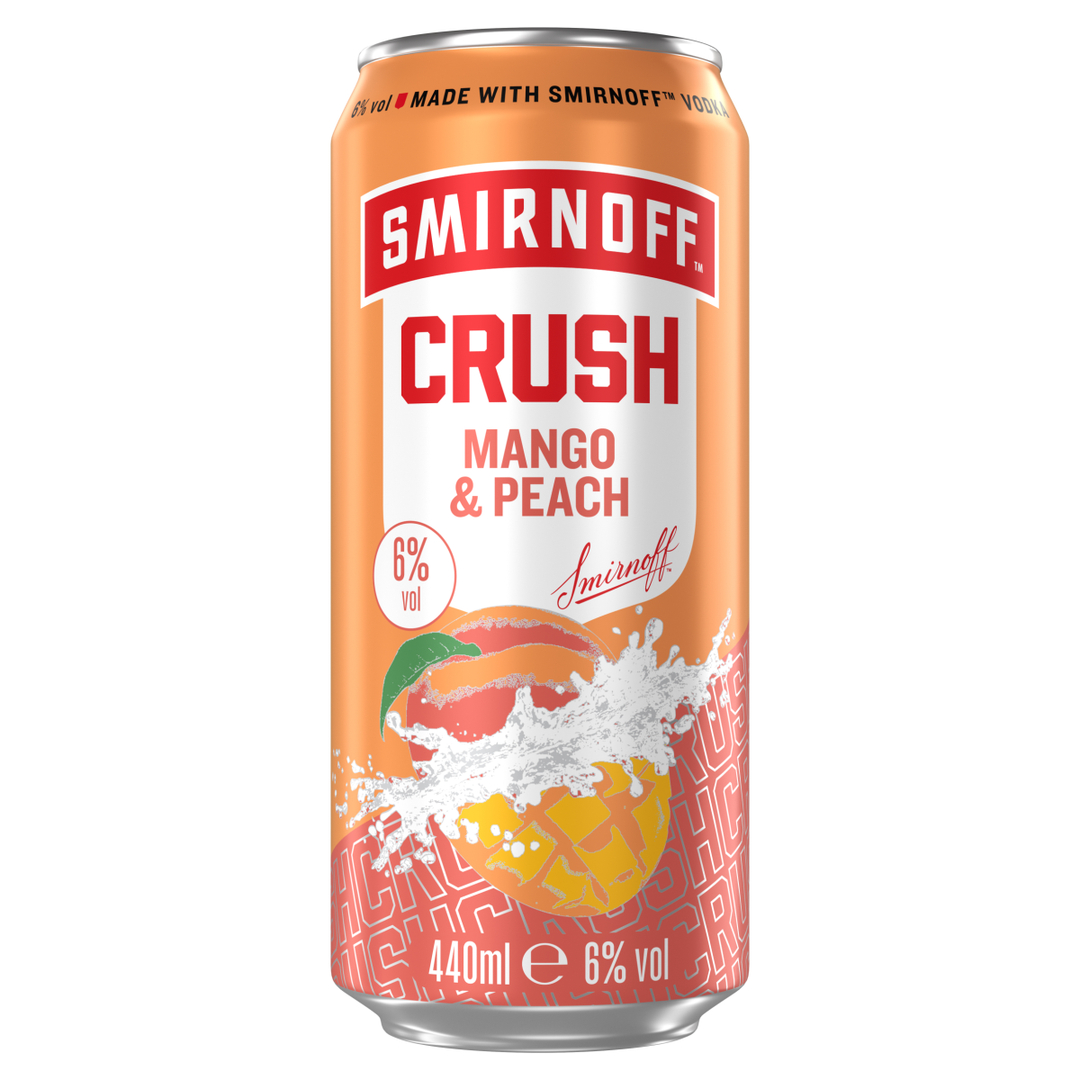 Smirnoff Crush Mango And Peach Vodka Mixed Drink 6% vol 440ml Can