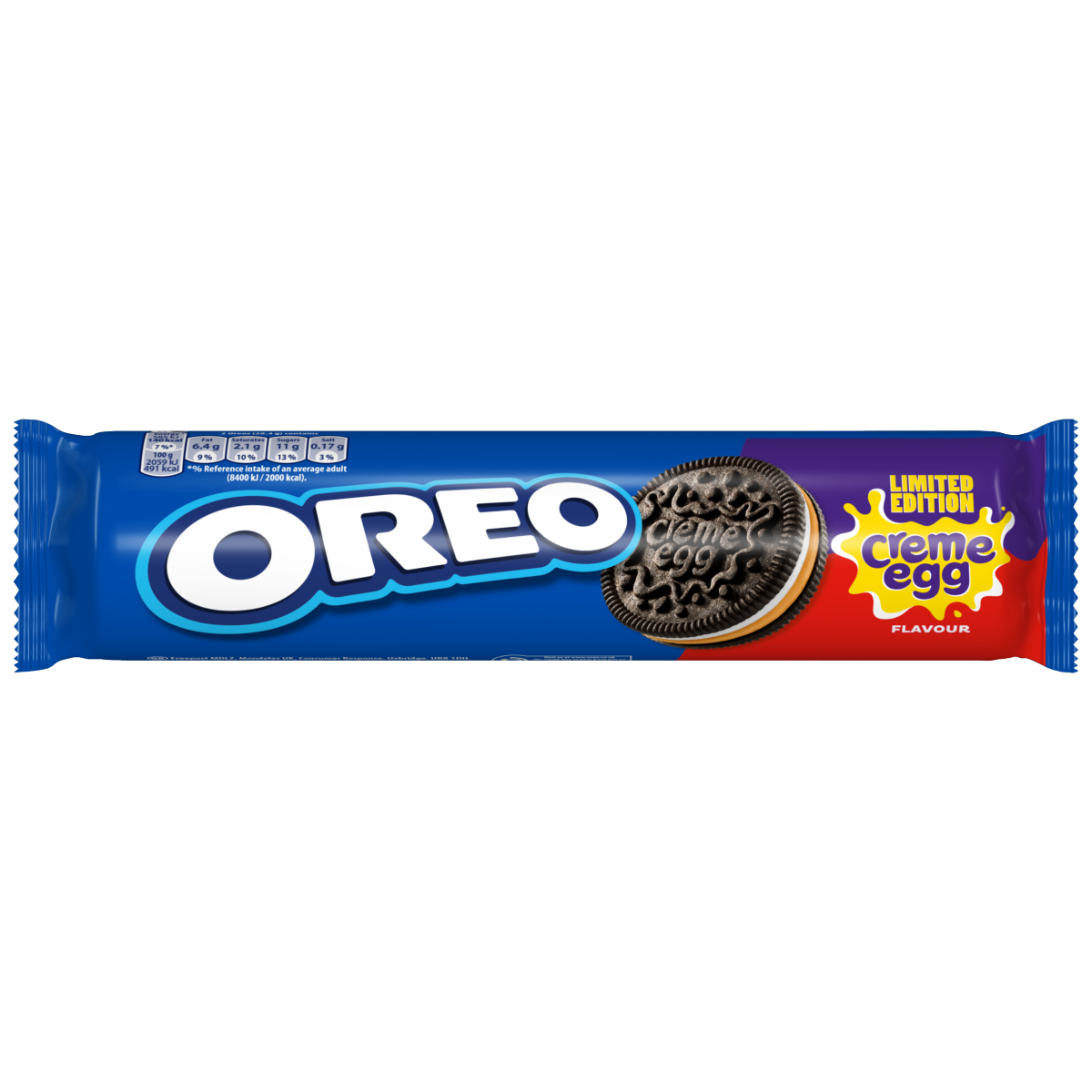 OREO Limited Edition Vanilla and Creme Egg Flavour Chocolate Sandwich biscuits Slug pack 157 g