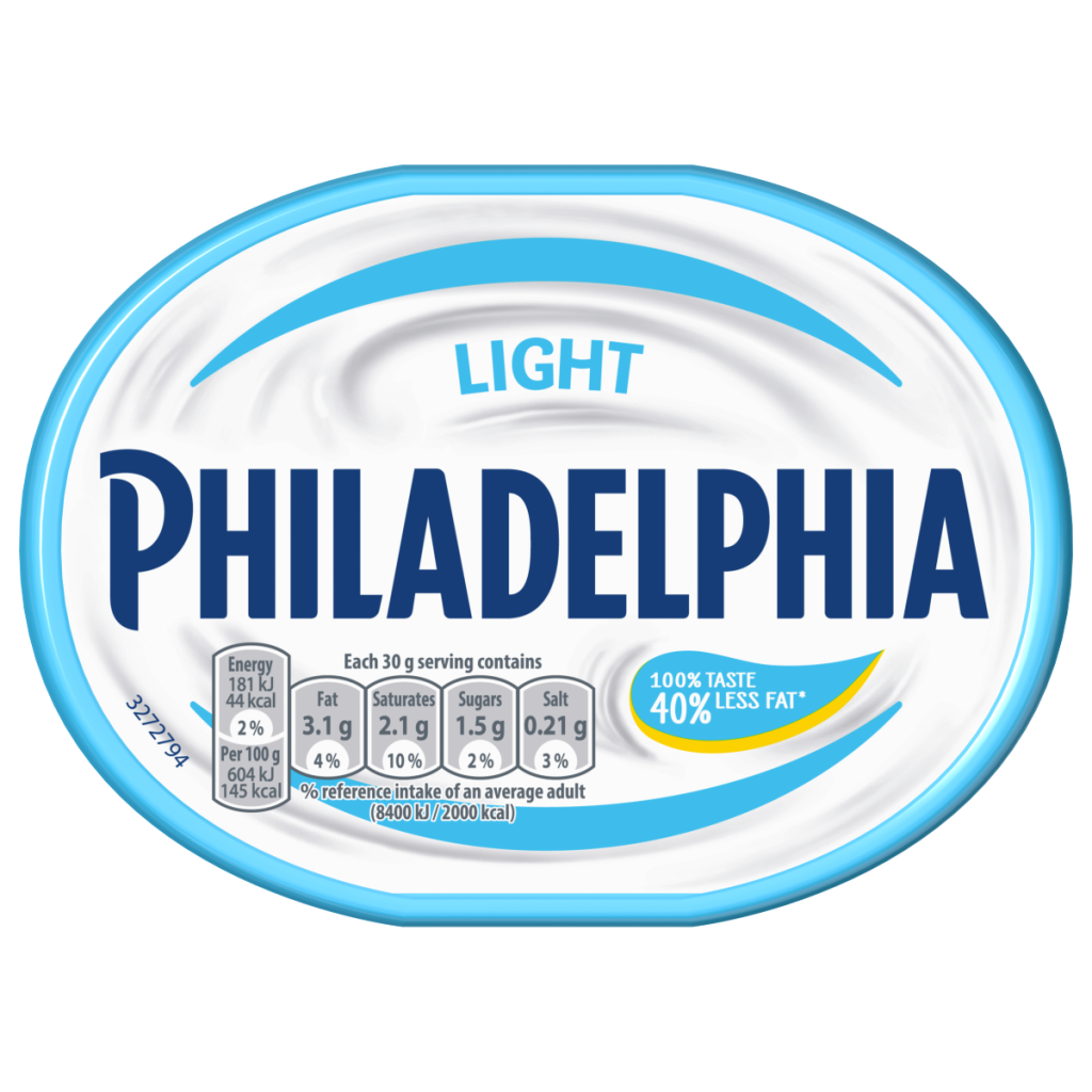 Philadelphia Light Soft Cream Cheese The same great taste with 40% Less Fat Tub 165 g