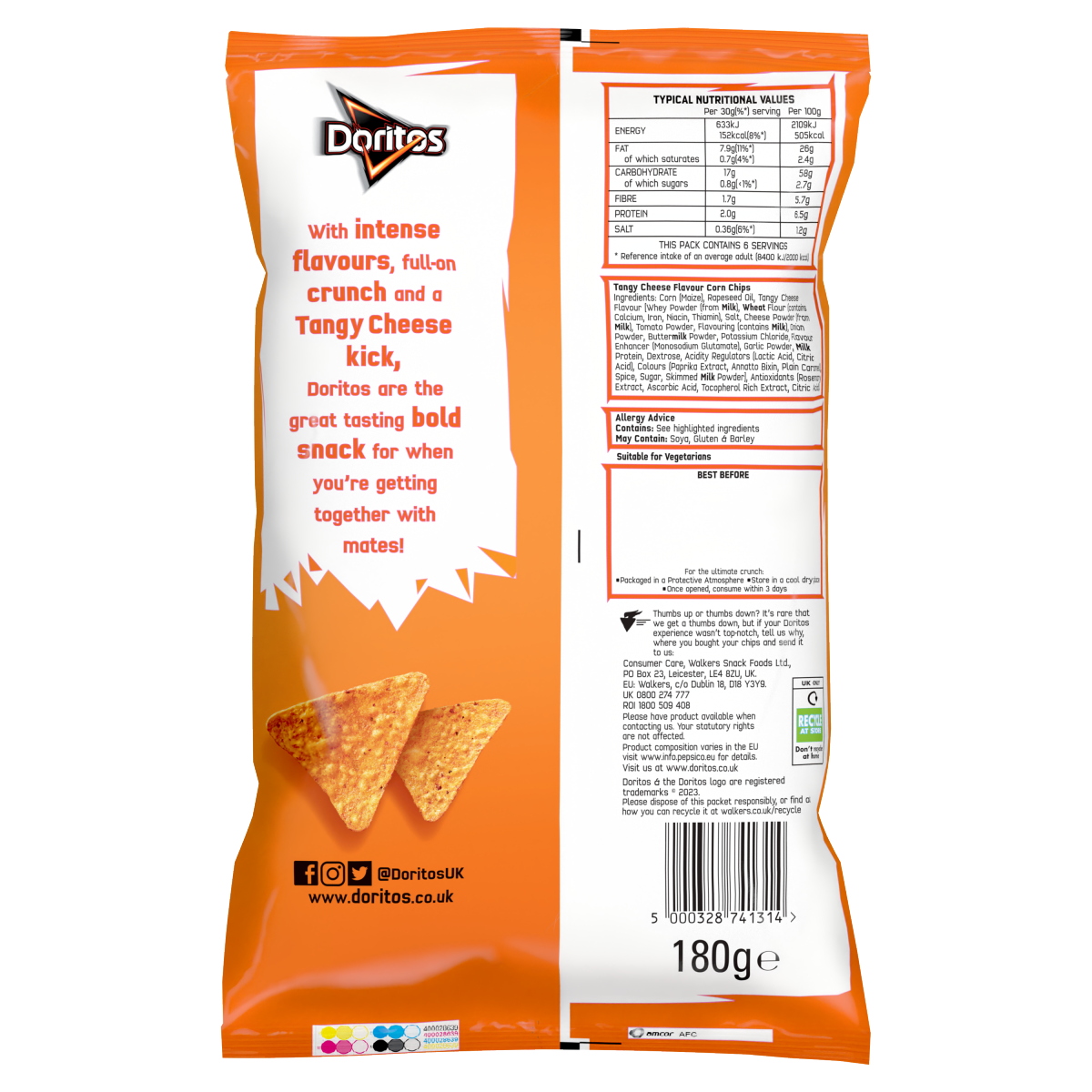 Doritos Tangy Cheese Sharing Tortilla Chips Crisps 180g