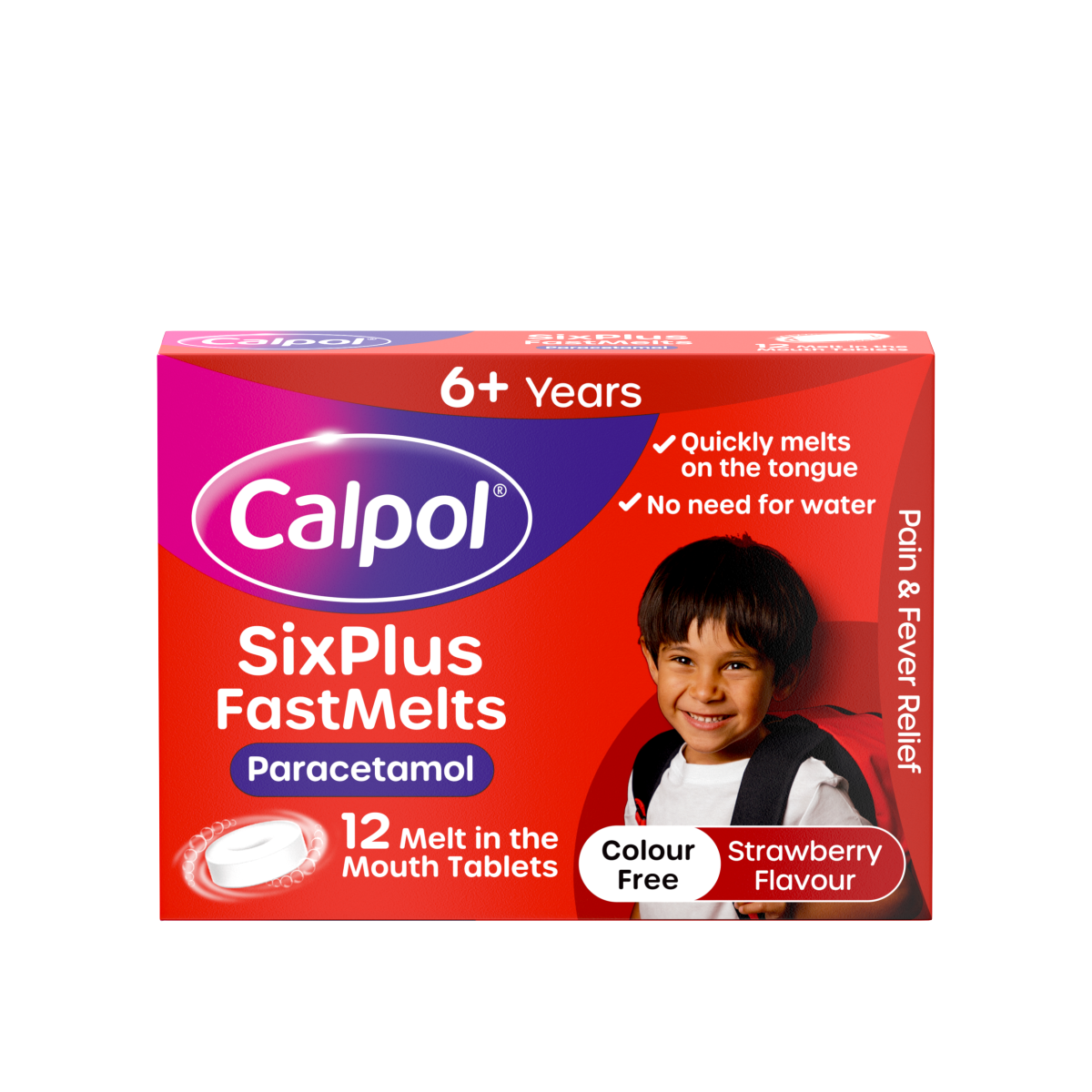 Calpol SixPlus Fast Melts Paracetamol Strawberry Flavour 6+ Years 12s