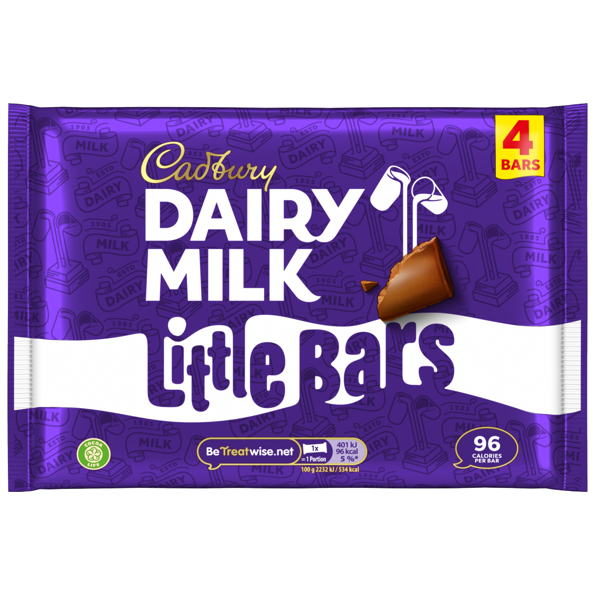 Cadbury Dairy Milk Little Bar Chocolate 4 Pack Multipack 72g (4 x 18g)