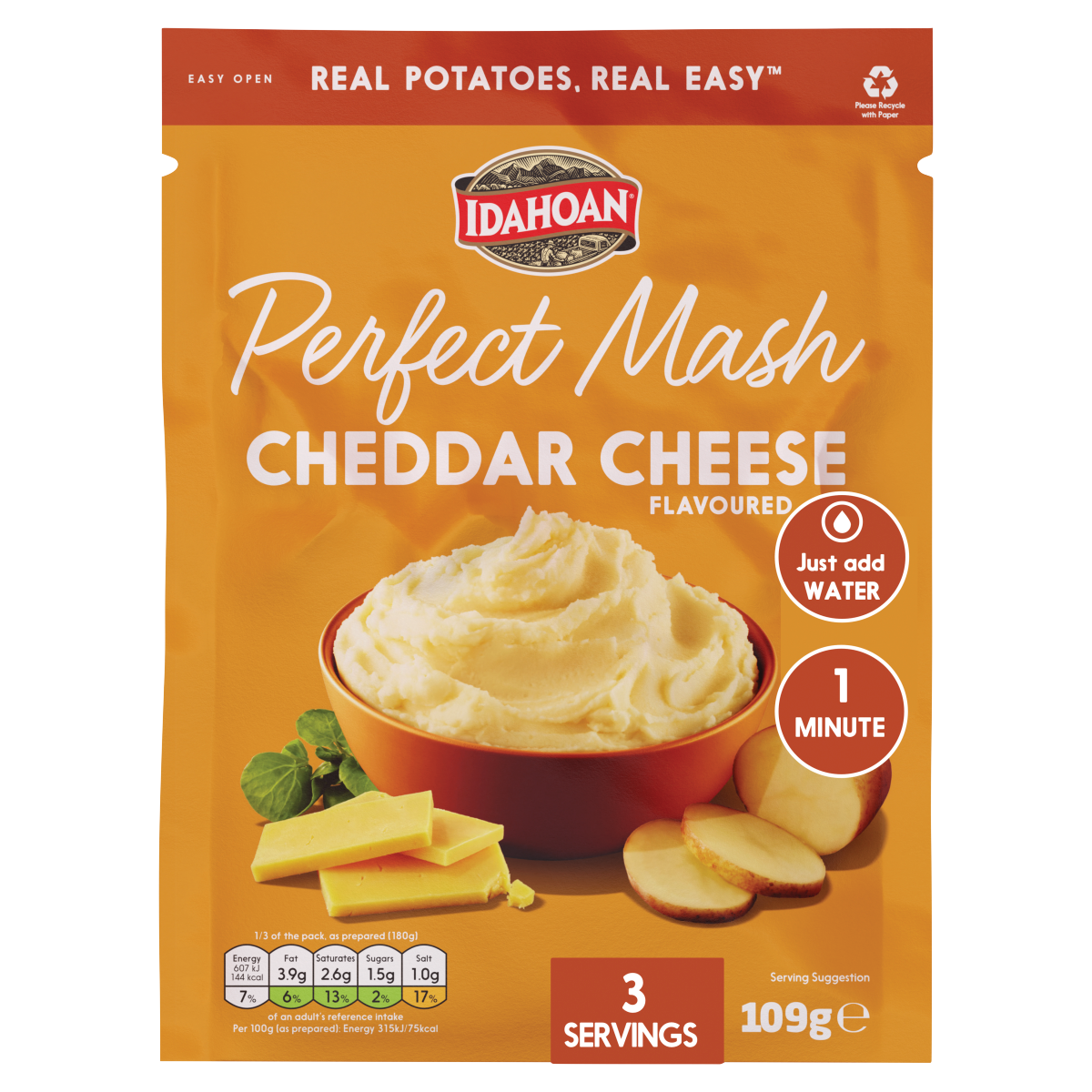 Idahoan Perfect Mash Cheddar Cheese Flavoured 109g