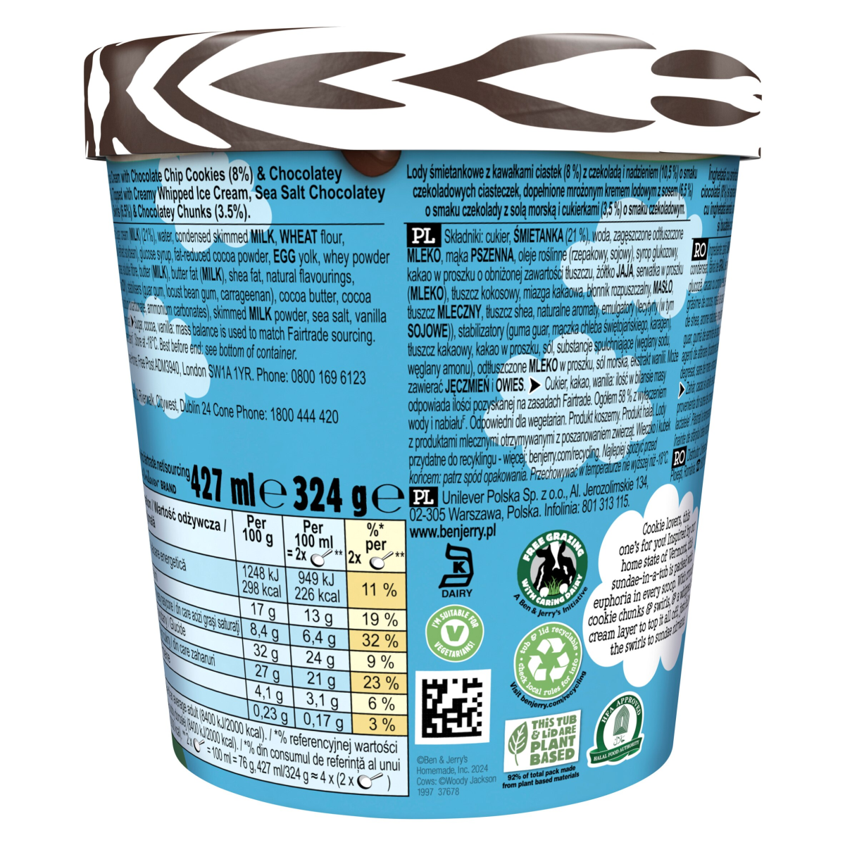Ben & Jerry’s  Ice Cream Tub Cookie Vermont-ster Sundae 427 ml