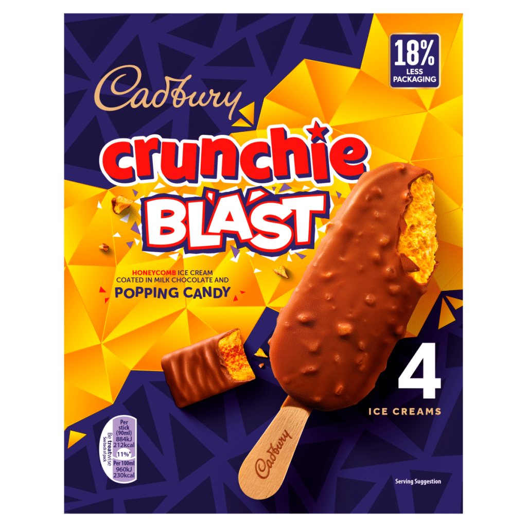 Cadbury Crunchie Blast Ice Cream 4 x 90ml (360ml)