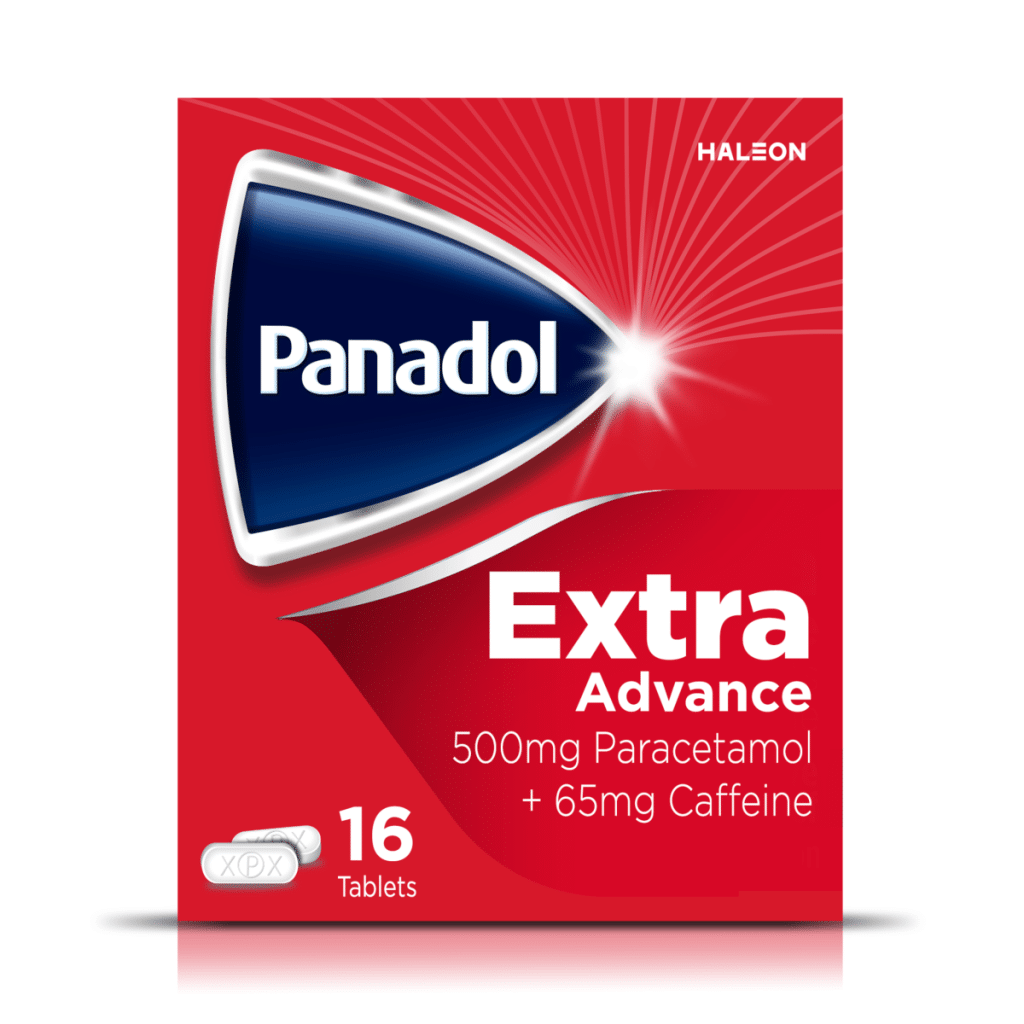 Panadol Extra Advance Tablets 16s, 500mg Paracetamol and 65mg Caffeine Tablets. For Pain Relief.