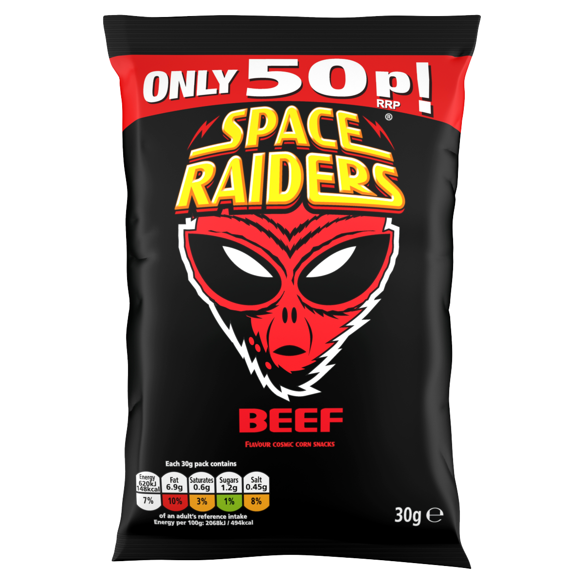 Space Raiders Beef Flavour Cosmic Corn Snacks 30g