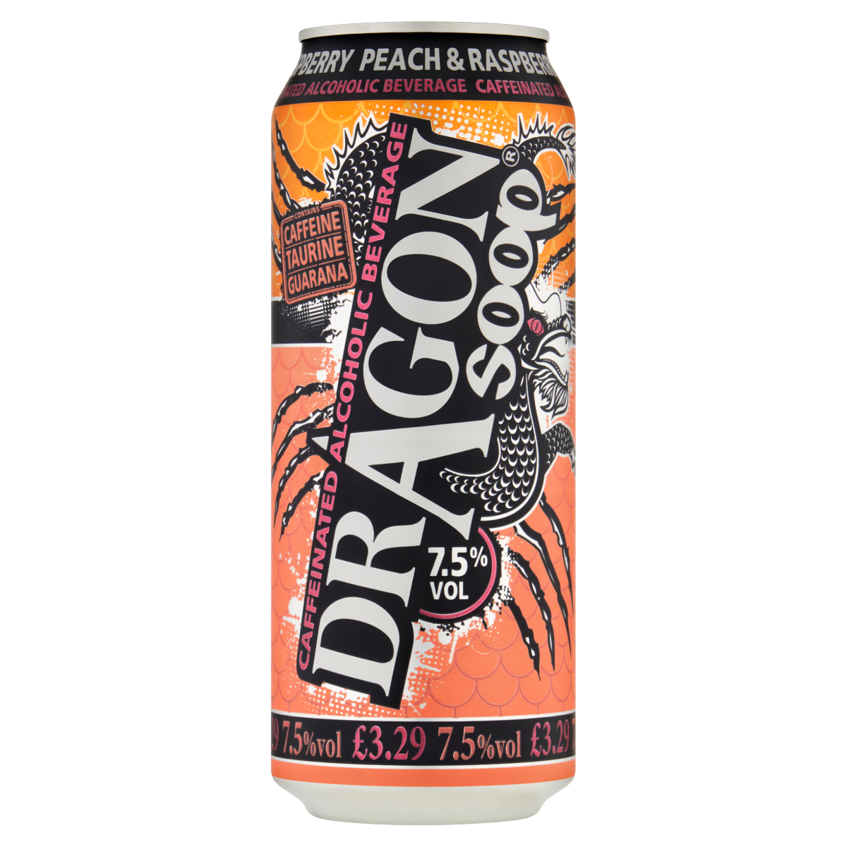 Dragon Soop Caffeinated Alcoholic Beverage Peach & Raspberry 500ml