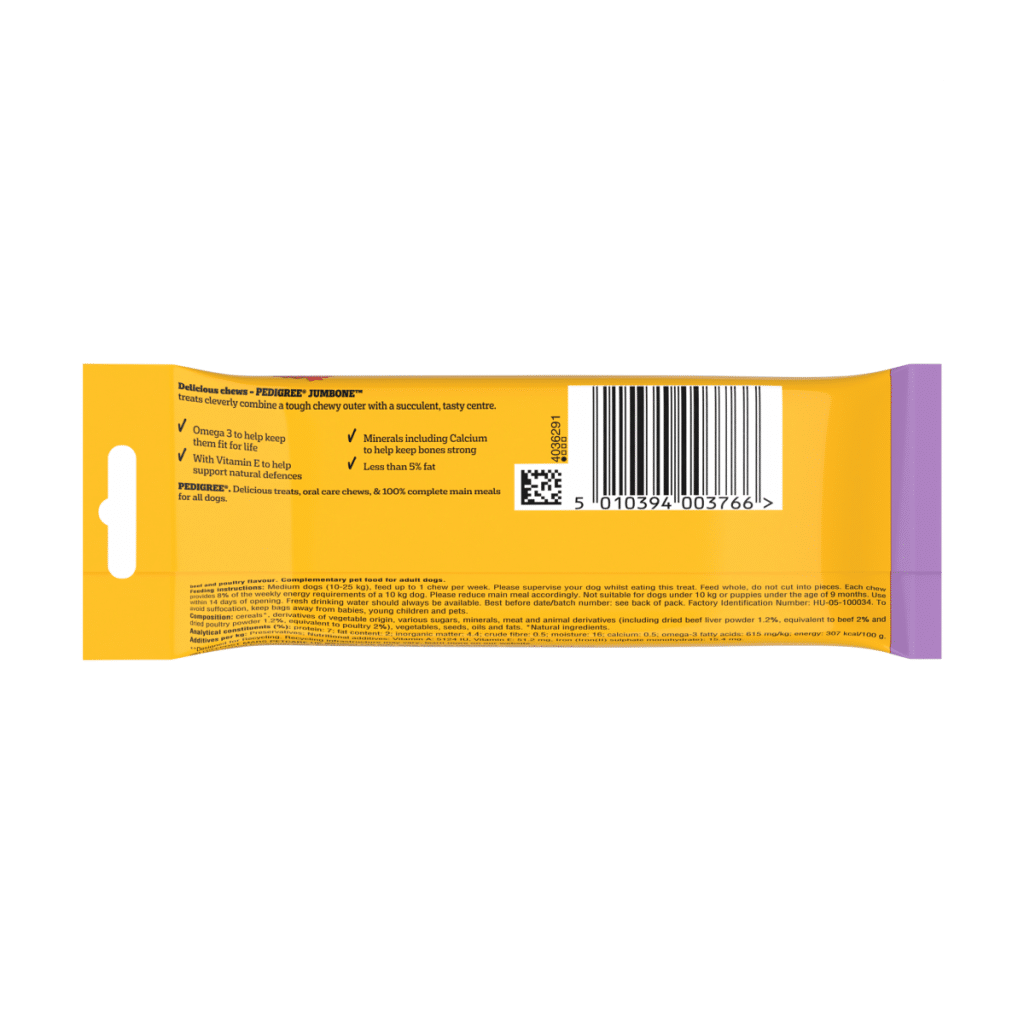 PEDIGREE JUMBONE Medium Dog Treats Beef and Poultry 2 Chews