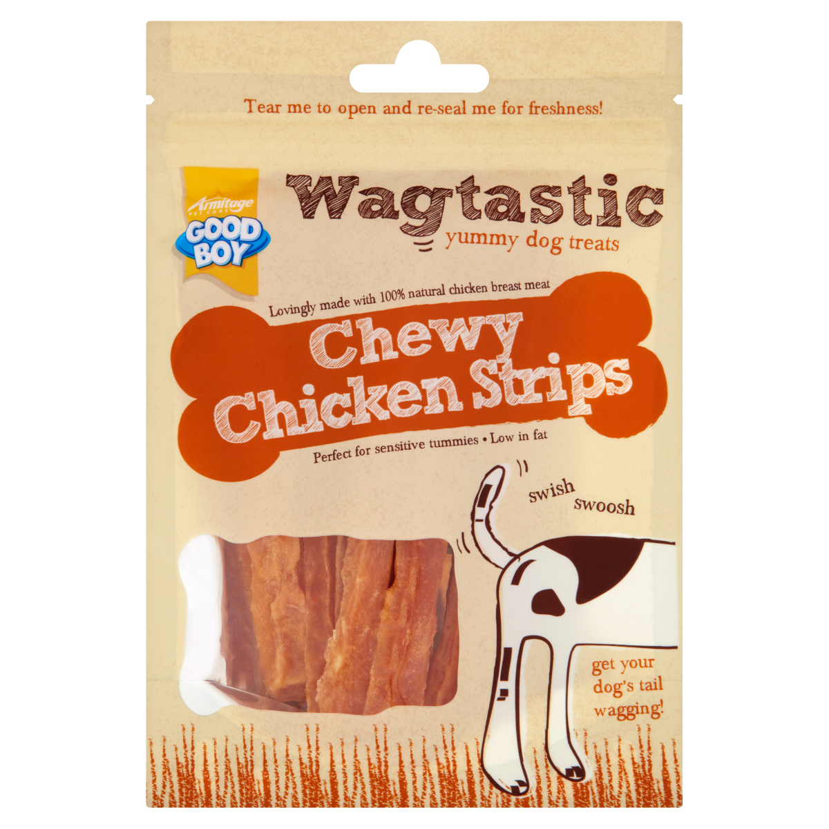 Good Boy Wagtastic Yummy Dog Treats Chewy Chicken Strips 80g