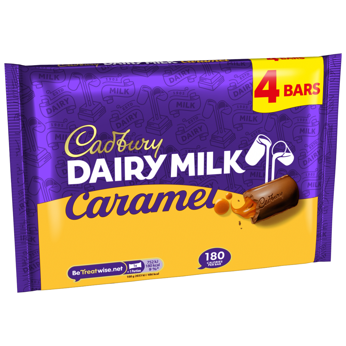 Cadbury Dairy Milk Caramel Chocolate Bar 4 Pack Multipack 148g (4 x 37g)