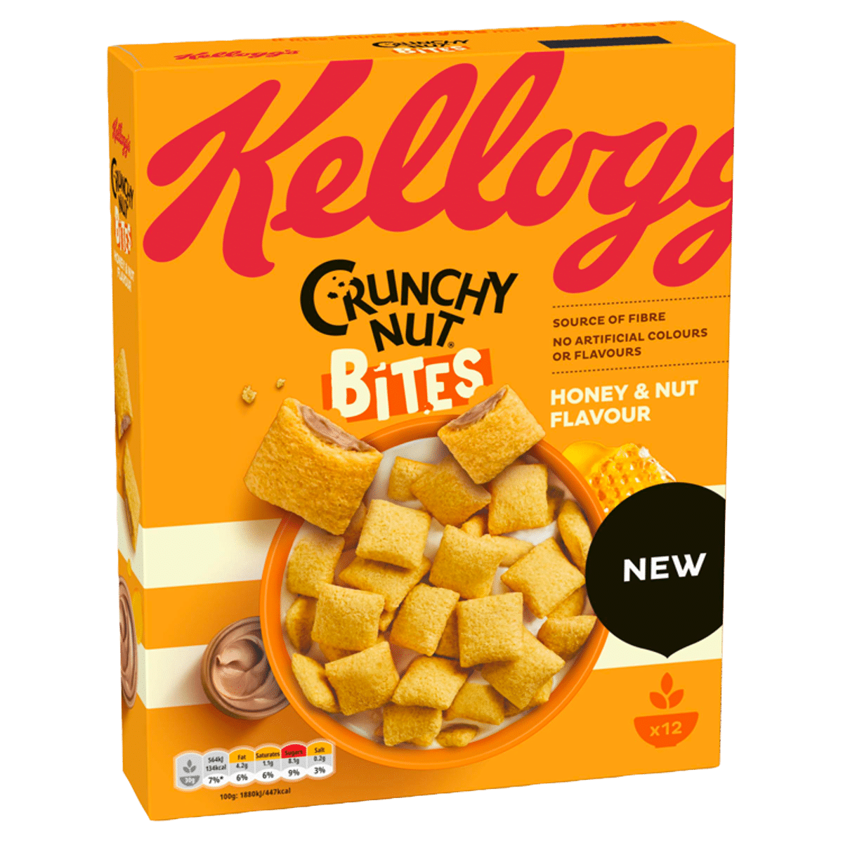Kellogg’s Crunchy Nut Bites Honey & Nut Flavour Breakfast Cereal 375g