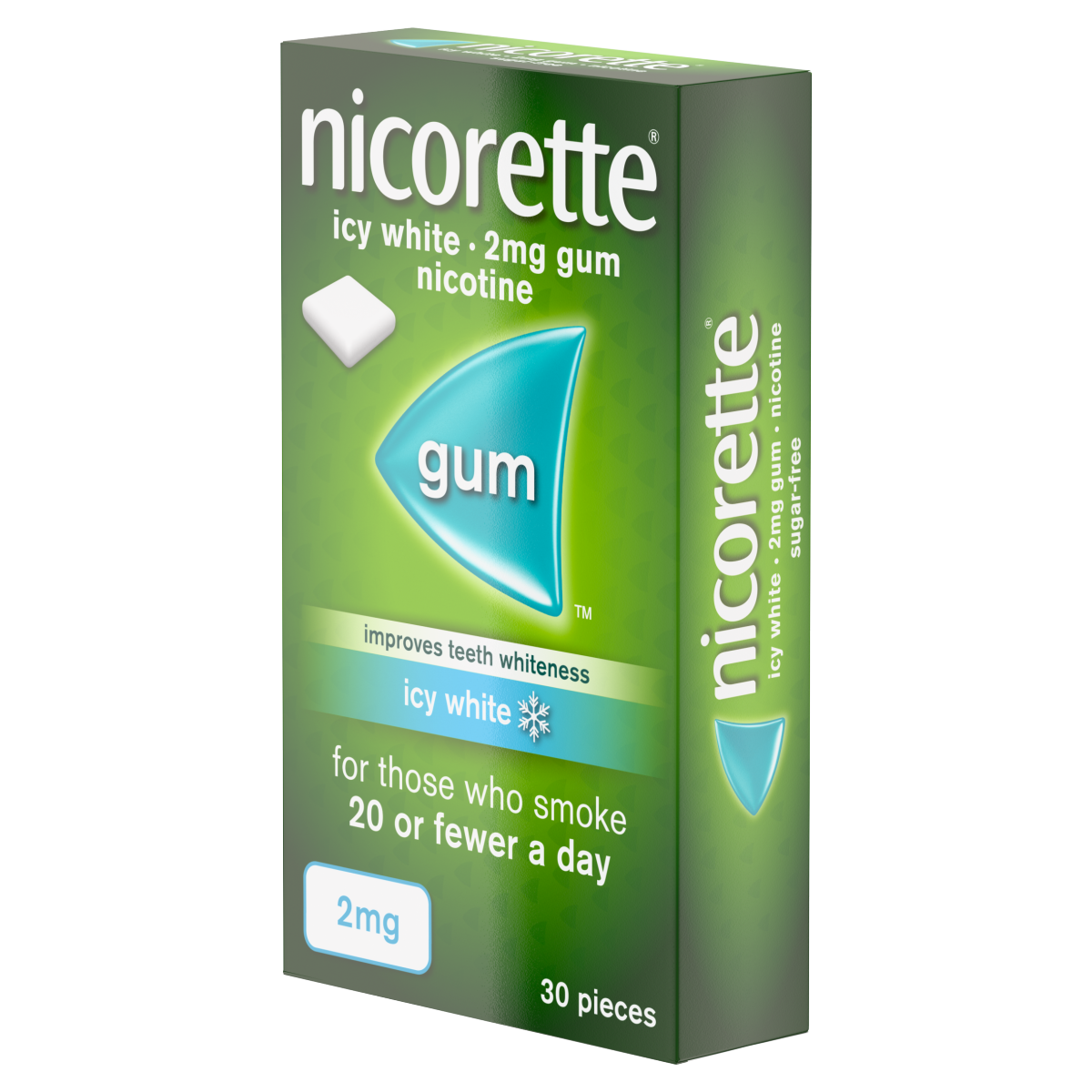 Nicorette Icy White 2mg Gum 30 Pieces Quit Smoking Aid