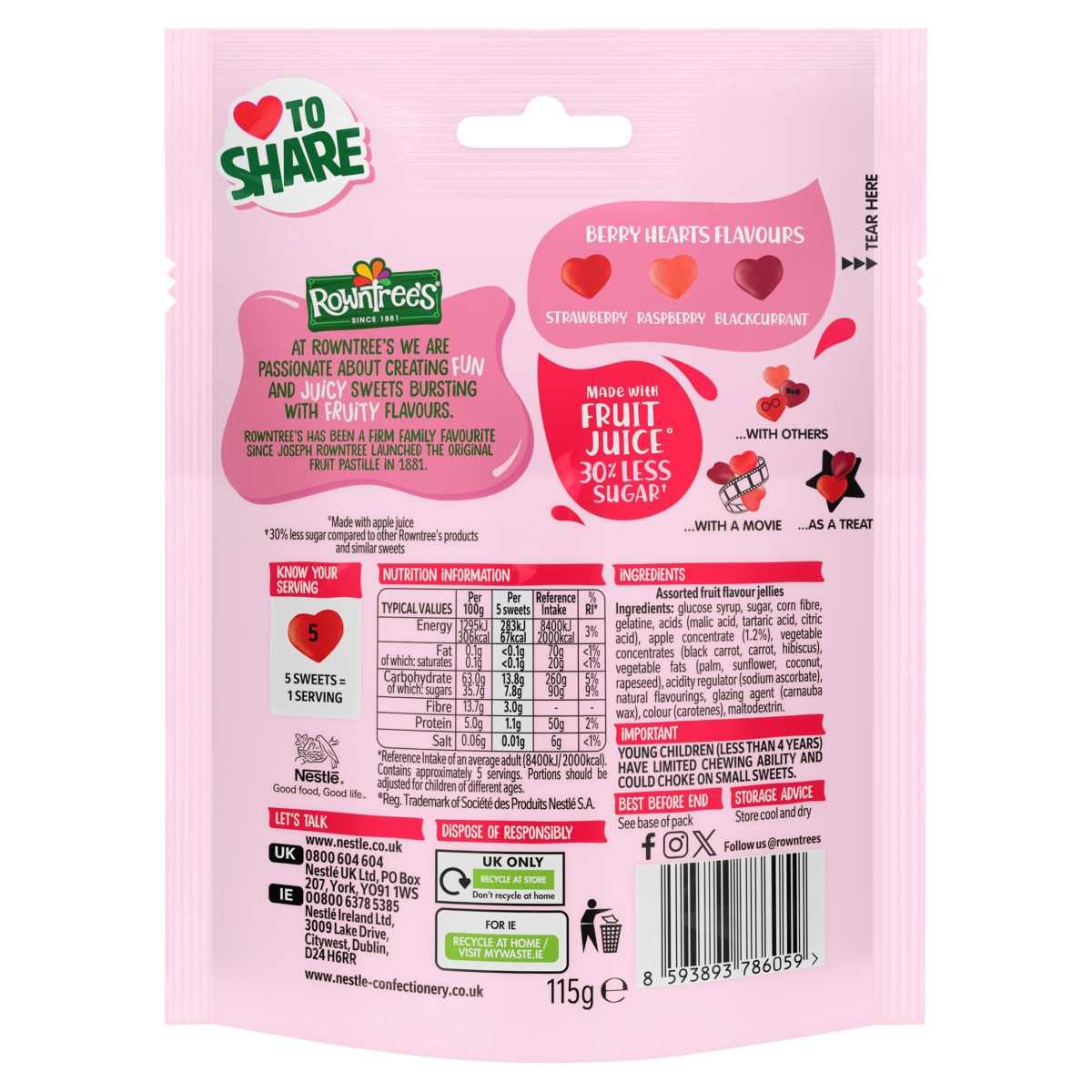 Rowntree’s Berry Hearts 115g