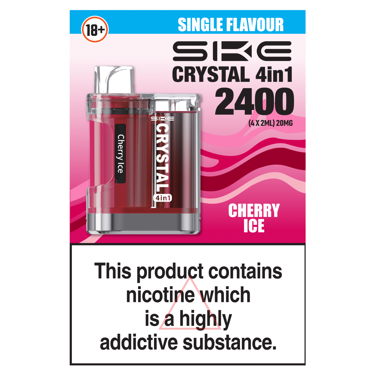 Ske Crystal 4in1 2400 Single Flavour Cherry Ice 20mg 4 x 2ml