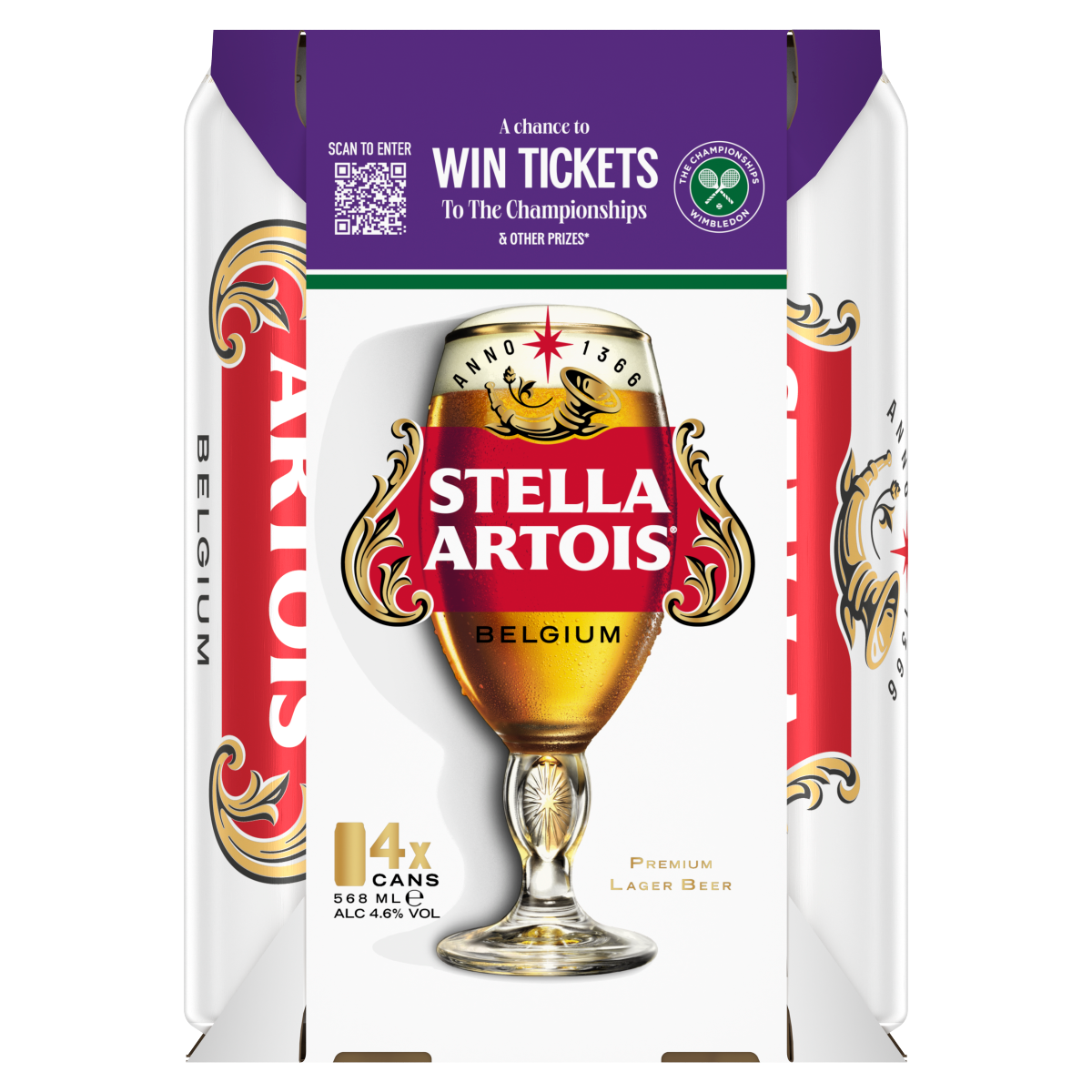 Stella Artois Belgium Premium Lager Beer 4 x 568ml