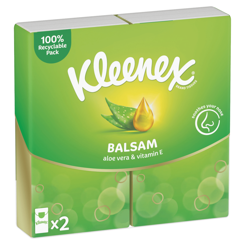 Kleenex Balsam Tissues – 2 Pack – 12 x Clipstrip
