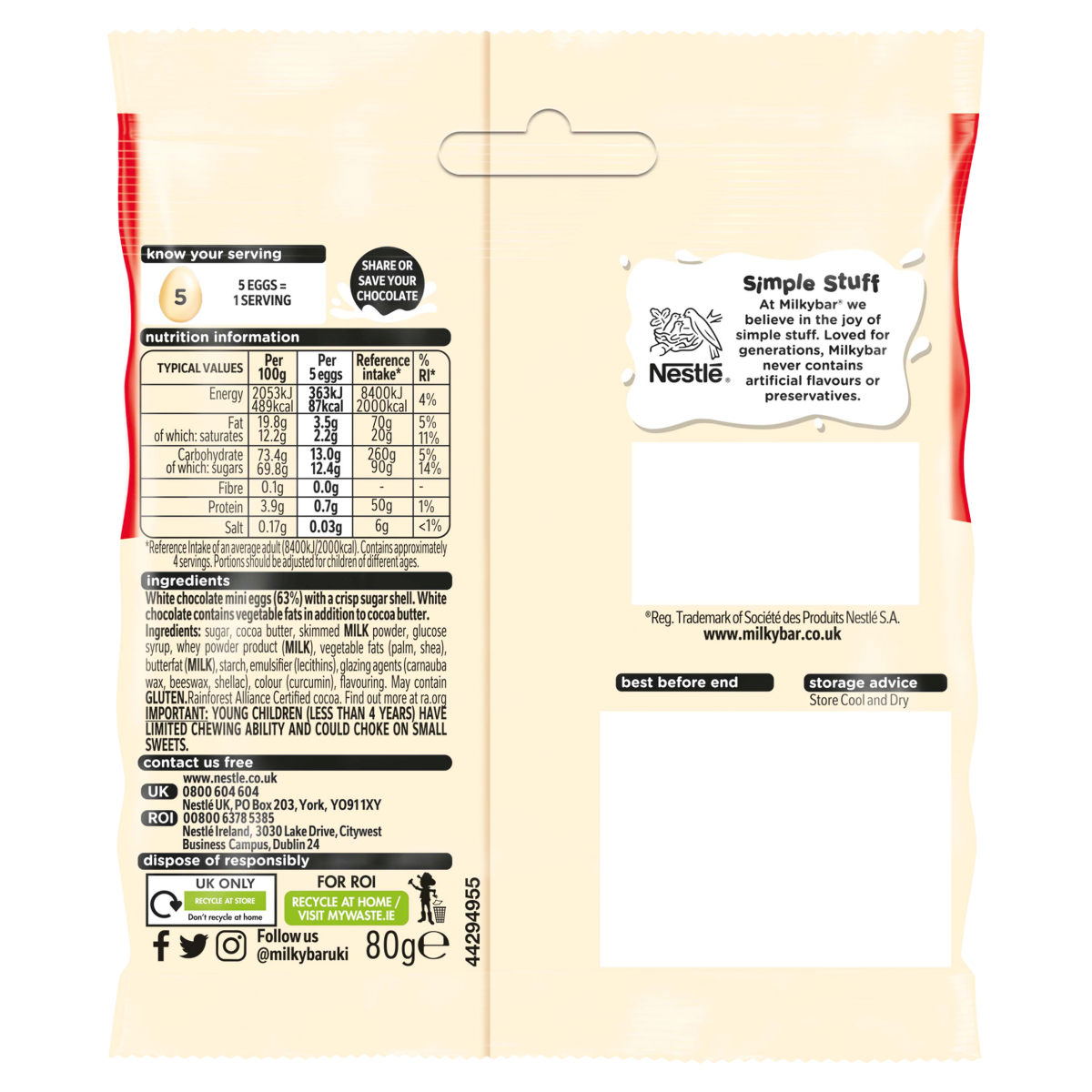 Milkybar Mini Eggs 80g