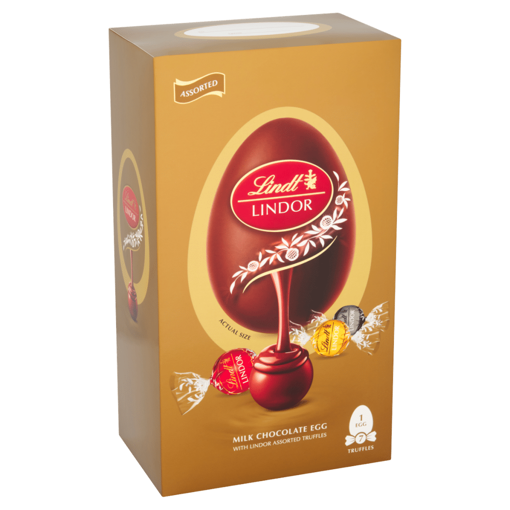 Lindt LINDOR MILK CHOCOLATE EGG WITH LINDOR ASSORTED TRUFFLES 183g