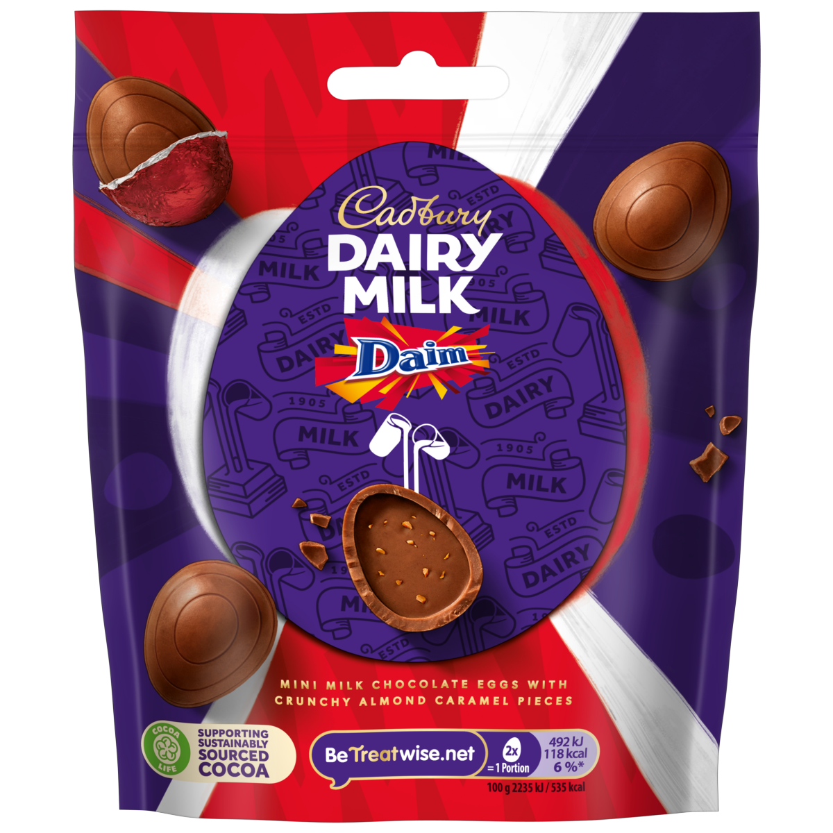 Cadbury Dairy Milk Filled Egg Daim Chocolate Eggs Mini 77g