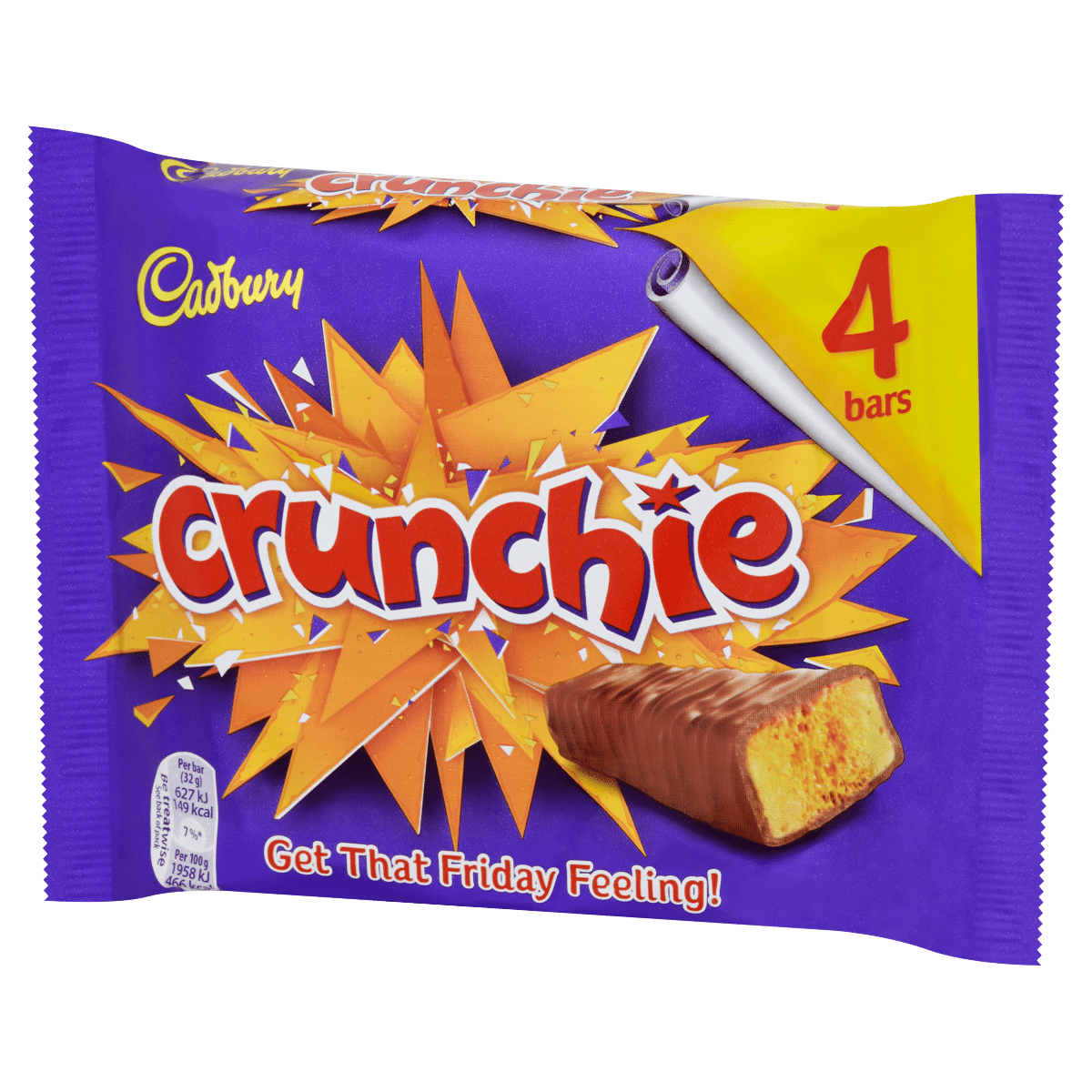 Cadbury Crunchie Chocolate Bar 4 Pack 128g
