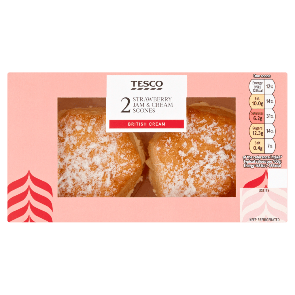 Tesco 2 Strawberry Jam & Cream Scones
