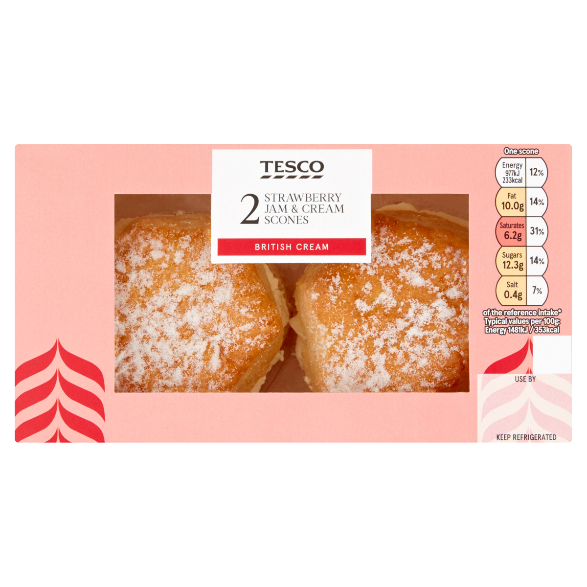 Tesco 2 Strawberry Jam & Cream Scones