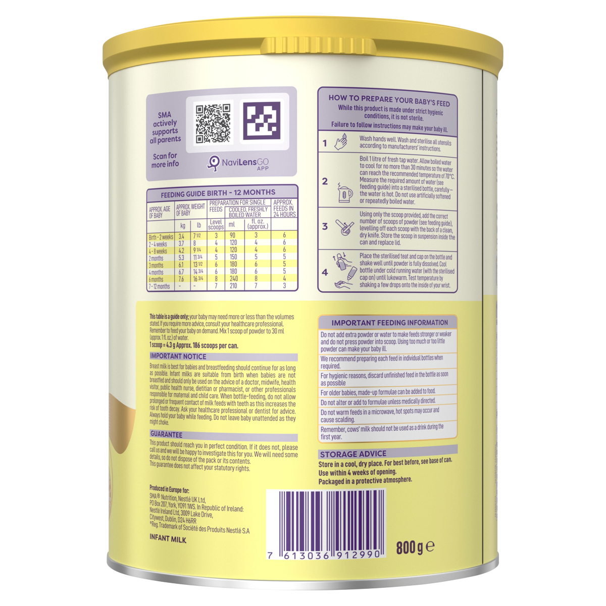 SMA 1 from Birth First Infant Milk 800g