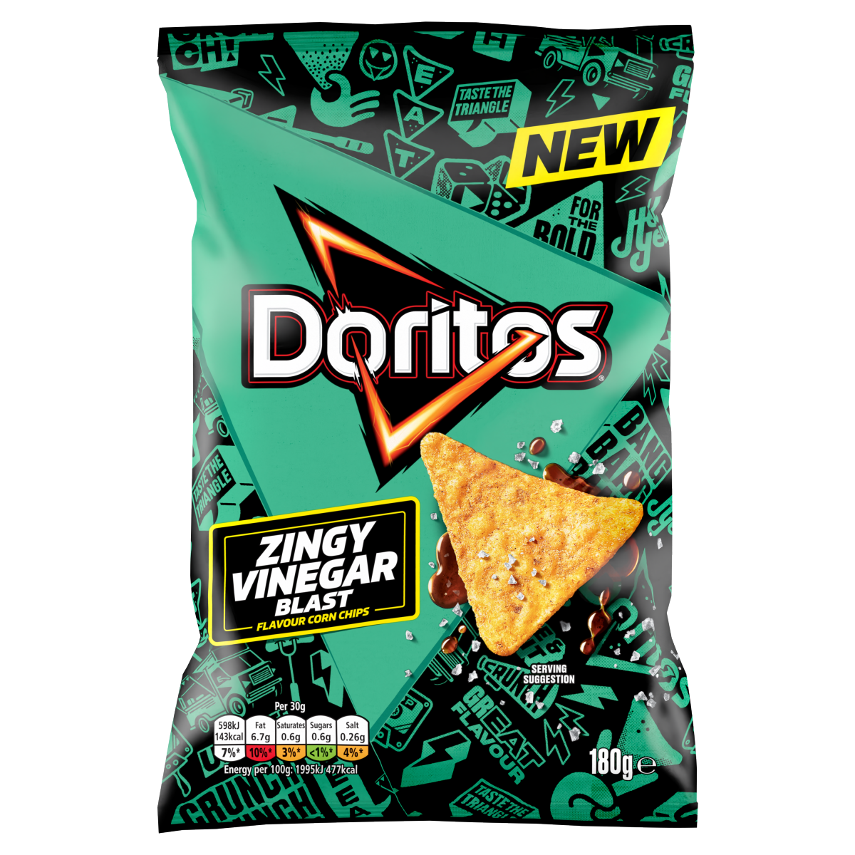 Doritos Zingy Salt & Vinegar Tortilla Chips Sharing Bag Crisps 180g