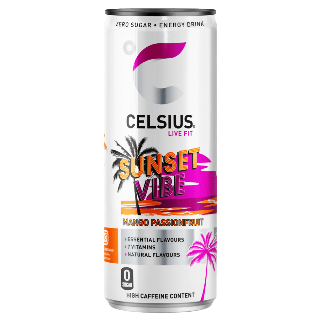 Celsius Zero Sugar Sunset Vibe Mango Passionfruit Energy Drink 355ml