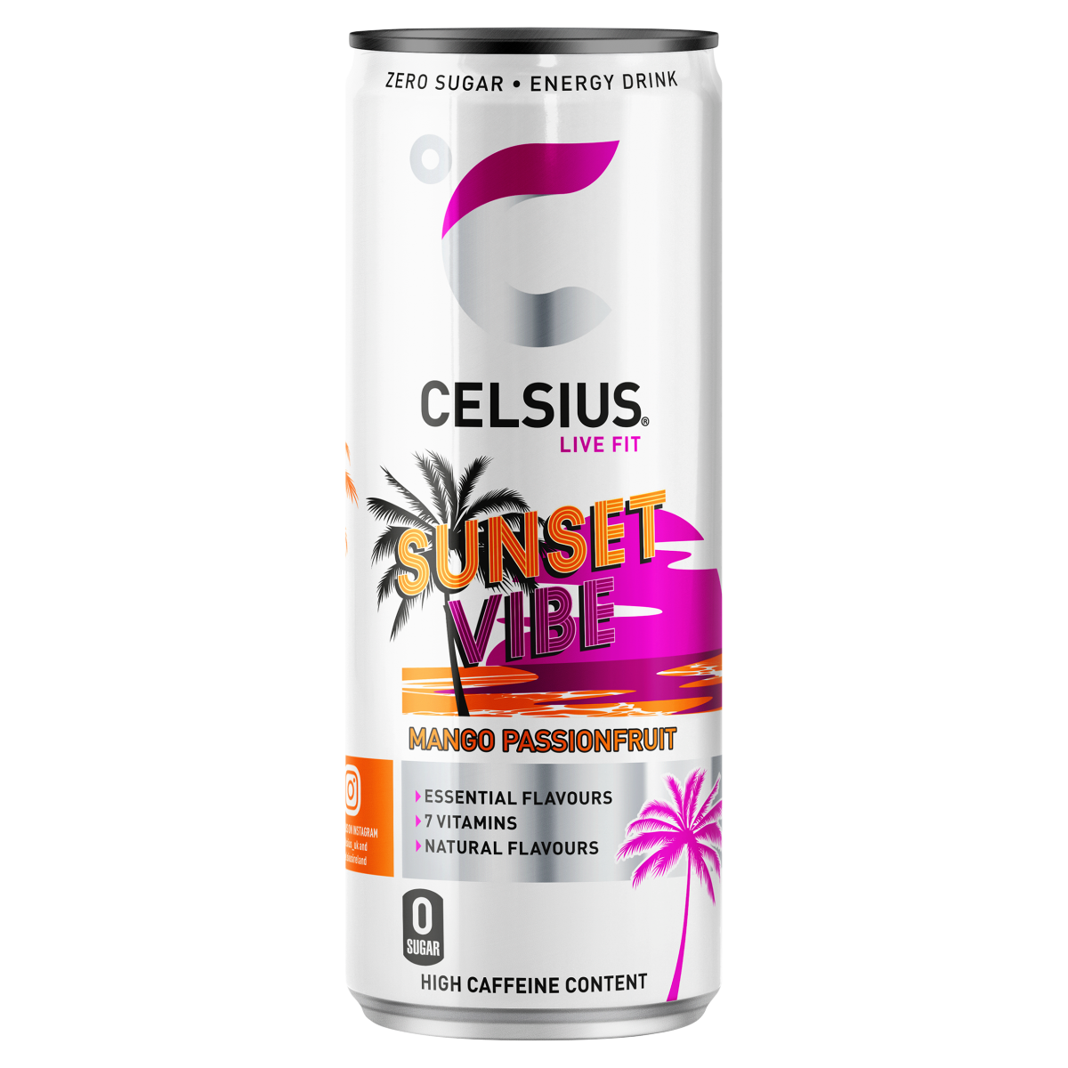 Celsius Zero Sugar Sunset Vibe Mango Passionfruit Energy Drink 355ml