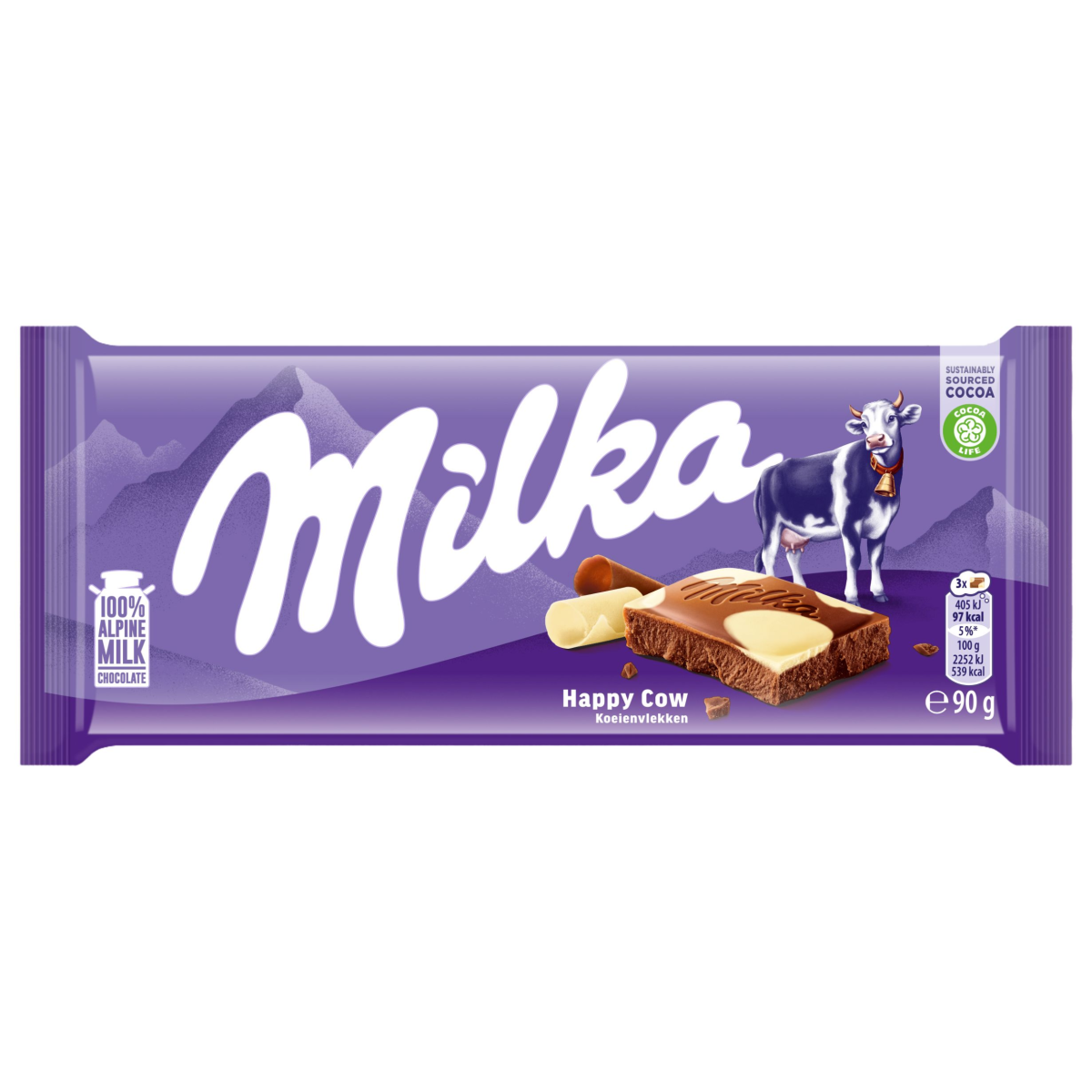 Milka Happy Cow Milk & White Chocolate Bar 90g