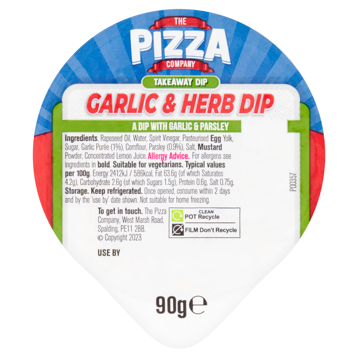 The Pizza Company Garlic & Herb Dip 90g