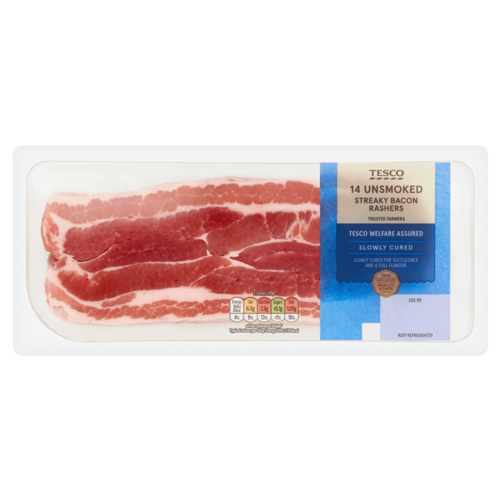Tesco 14 Unsmoked Streaky Bacon Rashers 300g