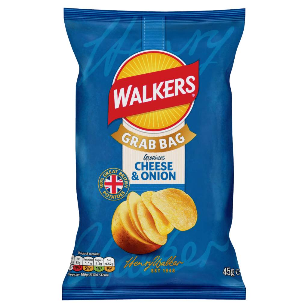 Walkers Cheese & Onion Grab Bag Crisps 45g
