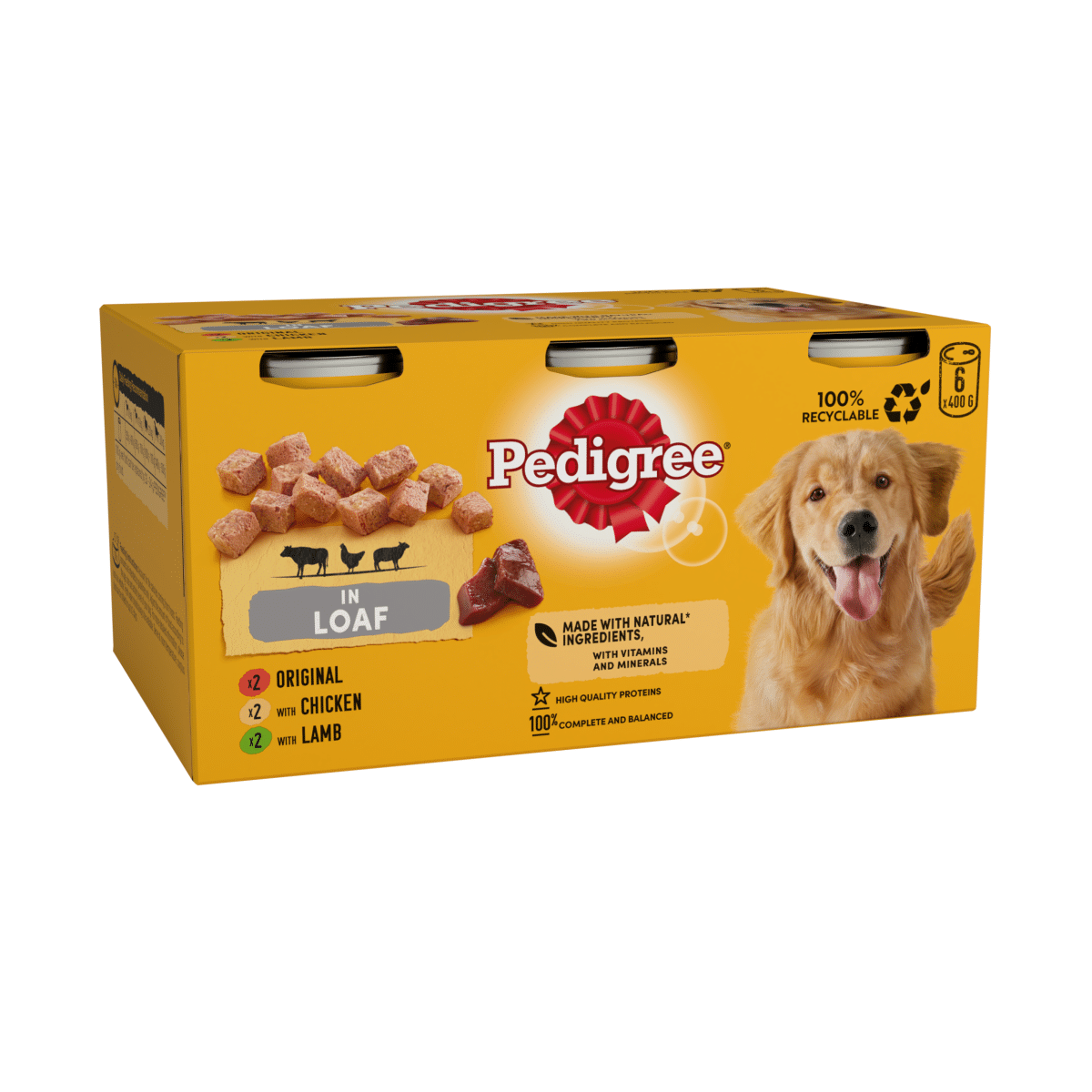 Pedigree Adult Wet Dog Food Tins Mixed in Loaf 6 x 400g
